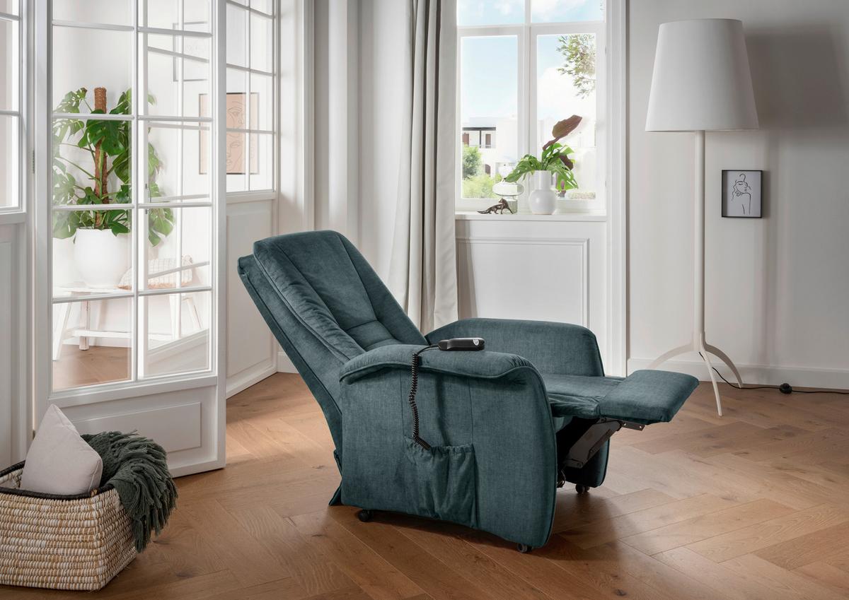 Fernsehsessel Harry Dunkelblau B: 77 cm - Schwarz/Dunkelblau, Design, Textil (77/107/88cm) - Livetastic