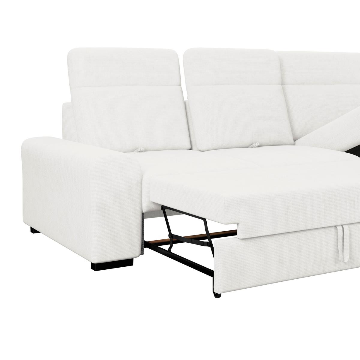 Ecksofa mit Bettfunktion Malaga new Chenille weiß - Schwarz/Weiß, KONVENTIONELL, Textil (286/203cm) - Ondega