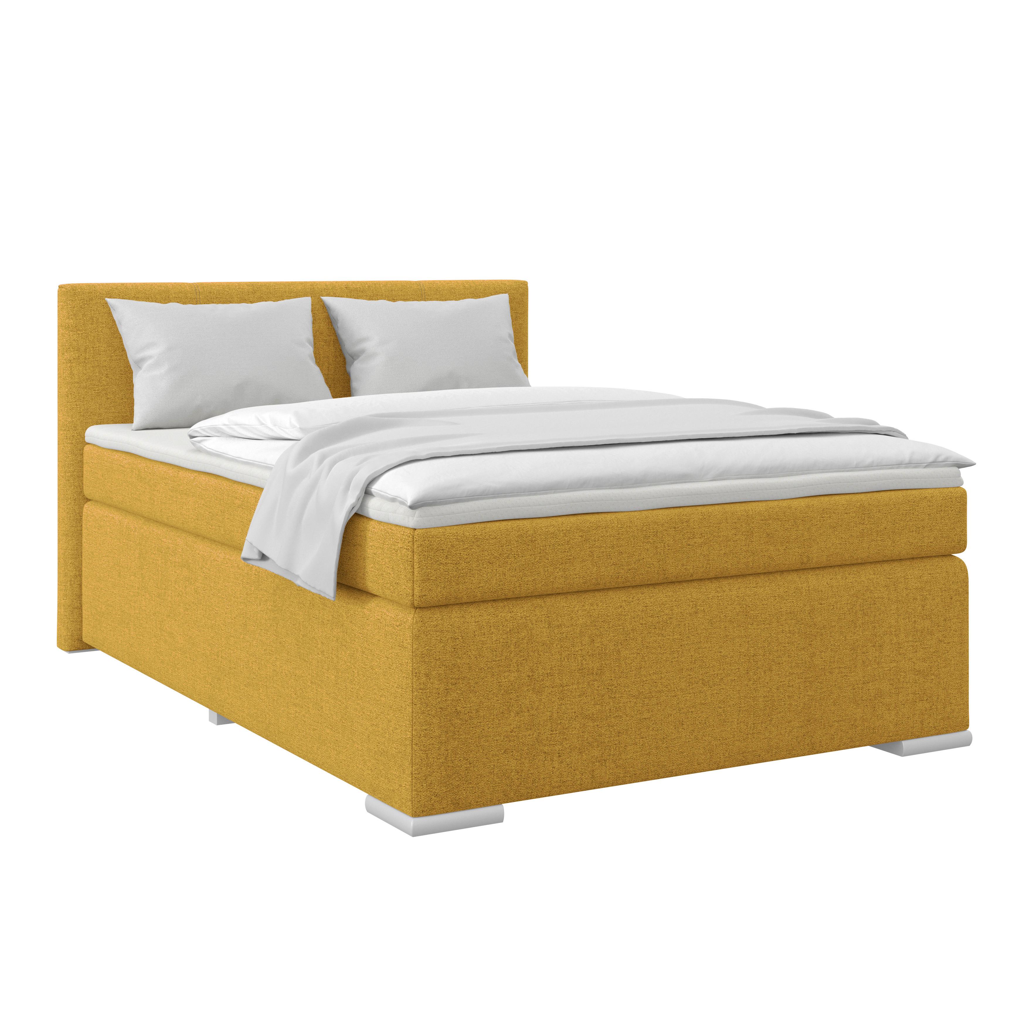 Boxpringbett Mira I Nordic, Lf: 140x200 cm - Goldfarben, Basics, Holz/Kunststoff (140/200cm)