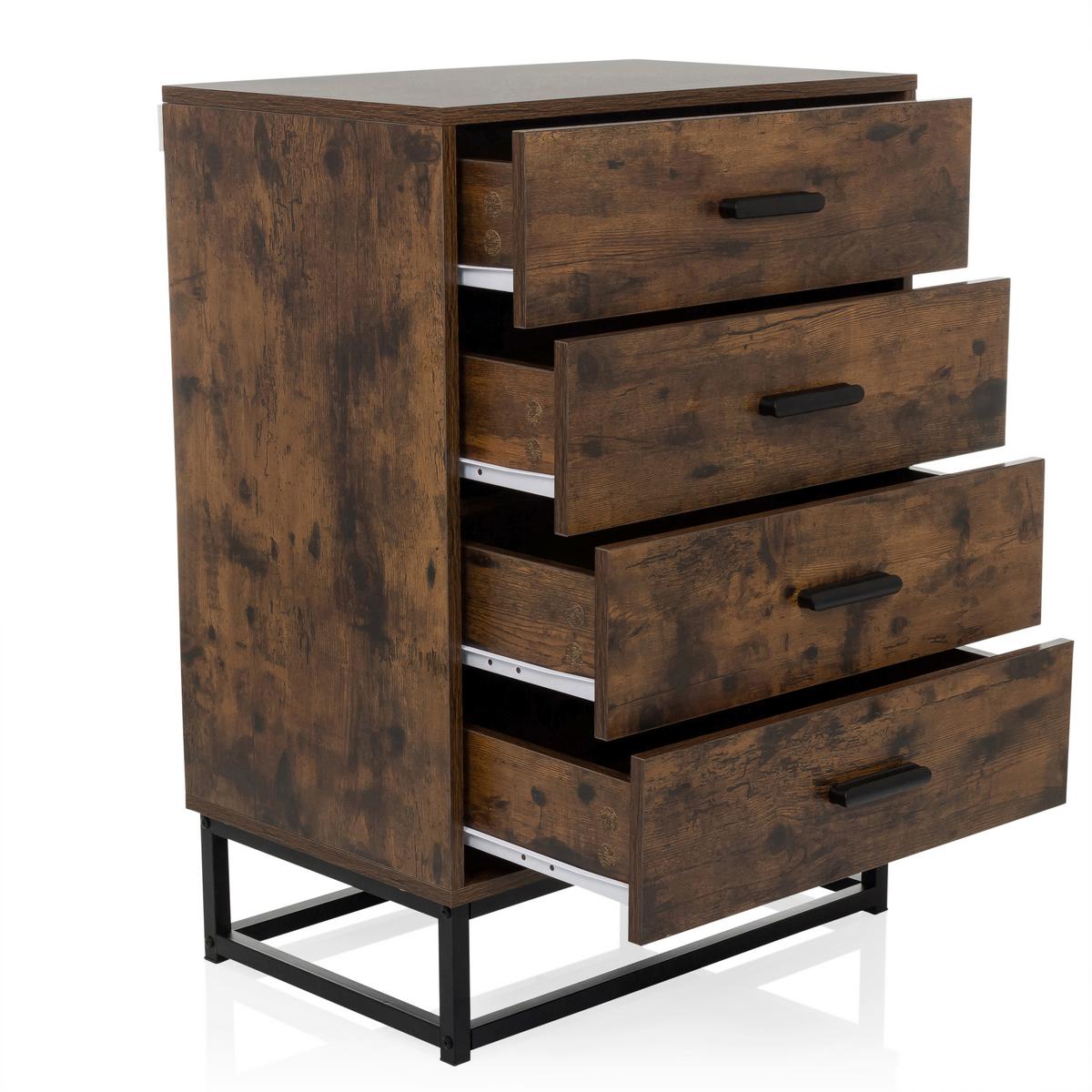 Kommode Vinstra Braun/schwarz B: 60 Cm - Schwarz/Braun, MODERN, Holzwerkstoff (60/83,5/38,5cm) - MID.YOU