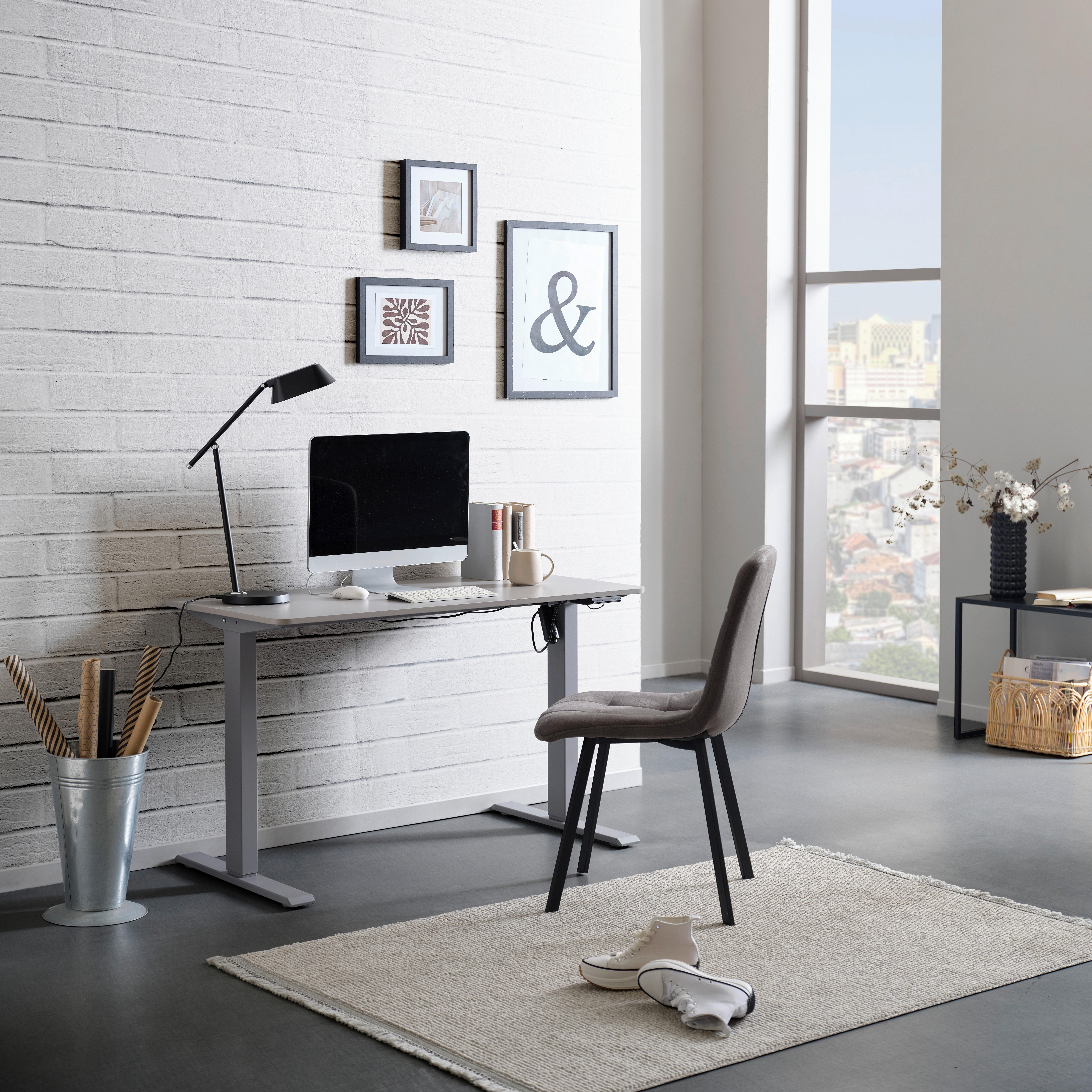 Schreibtisch 120 cm 71,5-116,5 cm Strong Grau - Grau, MODERN, Holzwerkstoff/Kunststoff (120/71,5-116,5/60cm) - MID.YOU