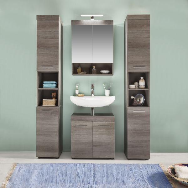 Waschbeckenunterschrank Runner/moon B: 28cm - Schwarz/Silbereichenfarben, MODERN, Holzwerkstoff (58/57/31cm) - MID.YOU