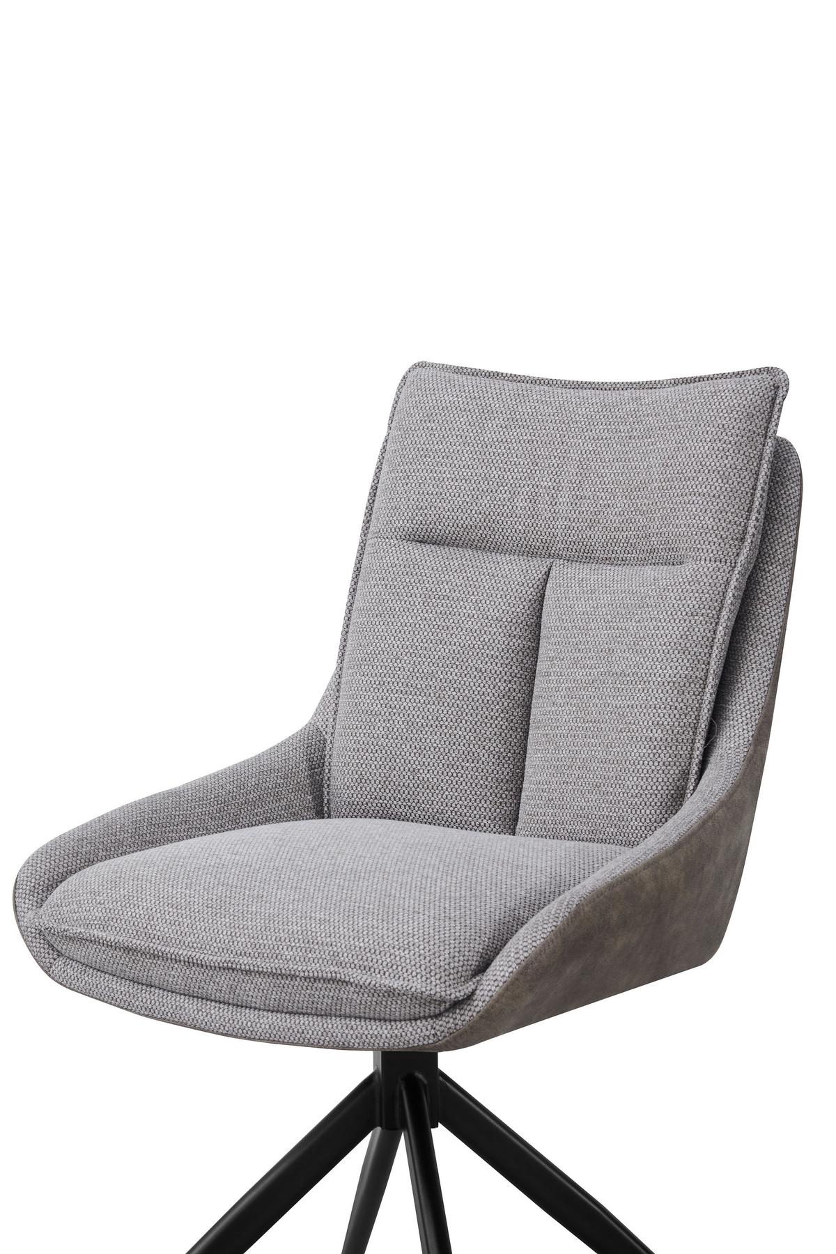 Armlehnstuhl Emilia Webstoff braun, B: 55cm - Schwarz/Braun, MODERN, Holz/Textil (55/88/65cm)