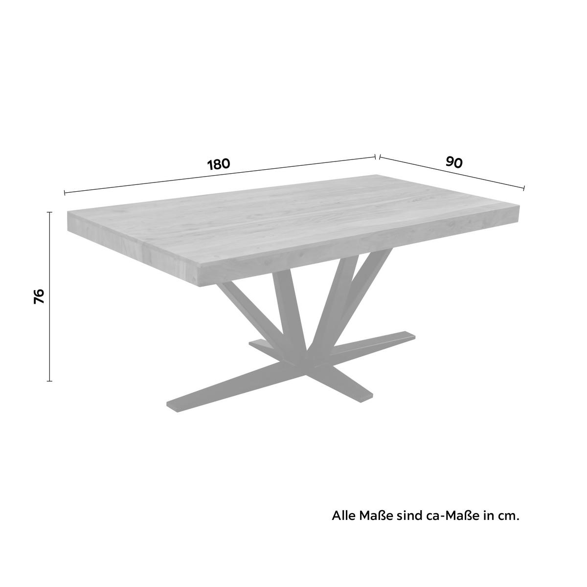 Jídelní stůl akácia/kov 180x90 - černá/barvy akácie, Moderní, kov/dřevo (180/76/90cm) - Zandiara