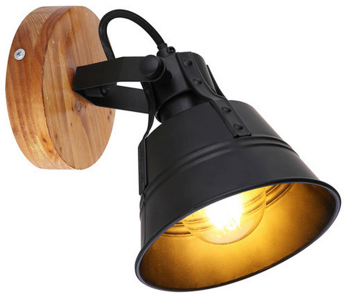 Strahler Günther 1-flammig Verstellbar L: 14 Cm - Goldfarben/Schwarz, Natur, Holz/Metall (14/17/18cm) - Globo