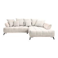 Ecksofa Largo N Beige S: 262x184 cm - Beige/Schwarz, MODERN, Textil (262/184cm)