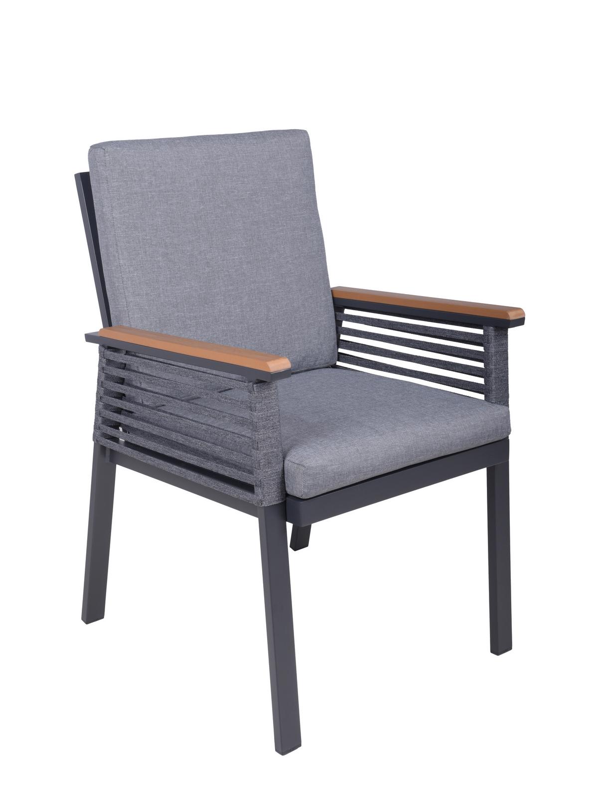 Gartenstuhl-Set Denia - Dunkelgrau/Schwarz, Basics, Kunststoff/Textil (56/86/53cm) - Gardenson
