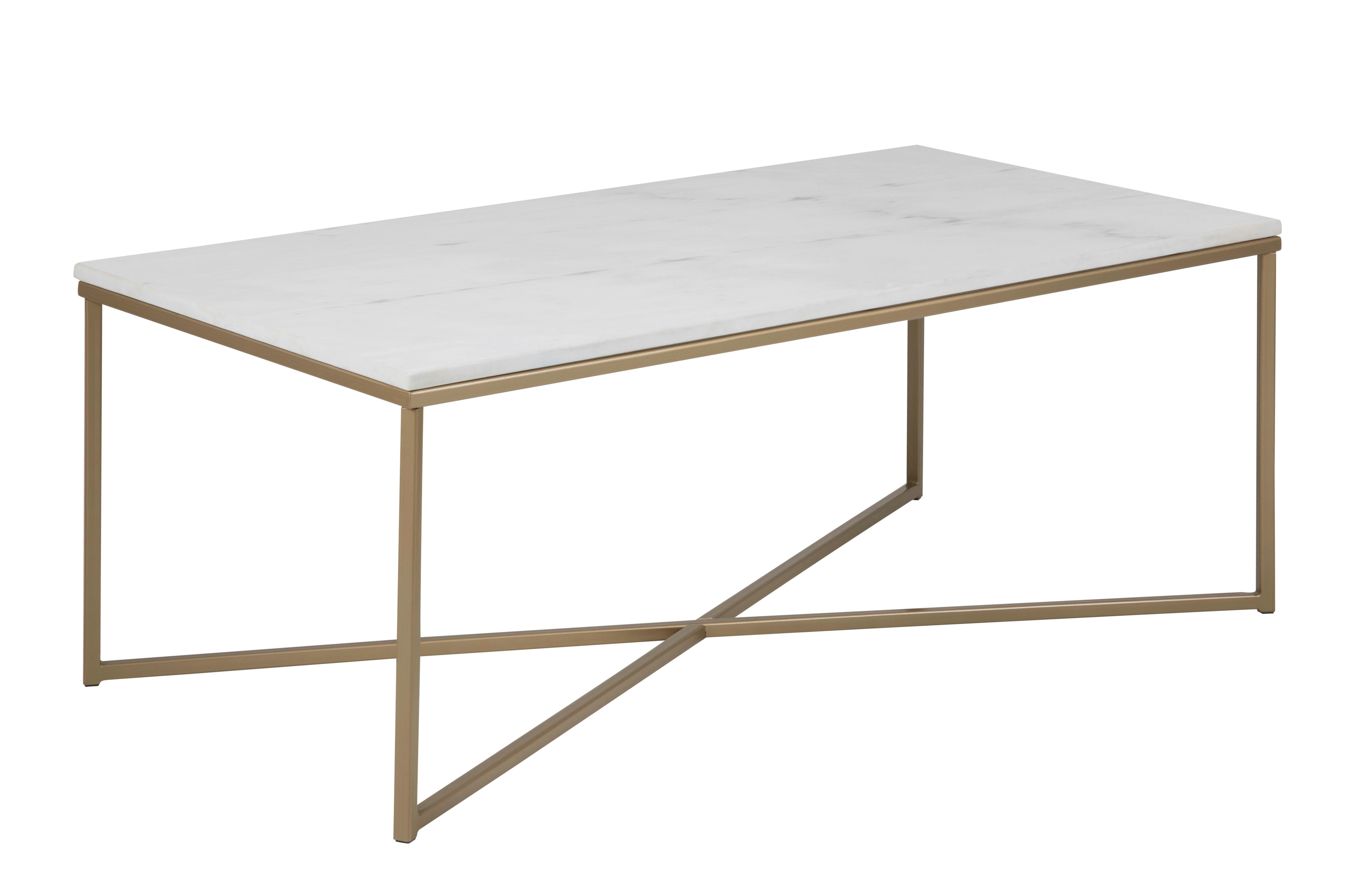 Konferenčný stolík ALISMA mramor - zlatá/mosadzná, Design, kov/kameň (120/46/60cm)