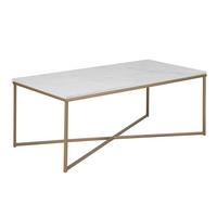 Konferenčný stolík ALISMA mramor - zlatá/mosadzná, Design, kov/kameň (120/46/60cm)