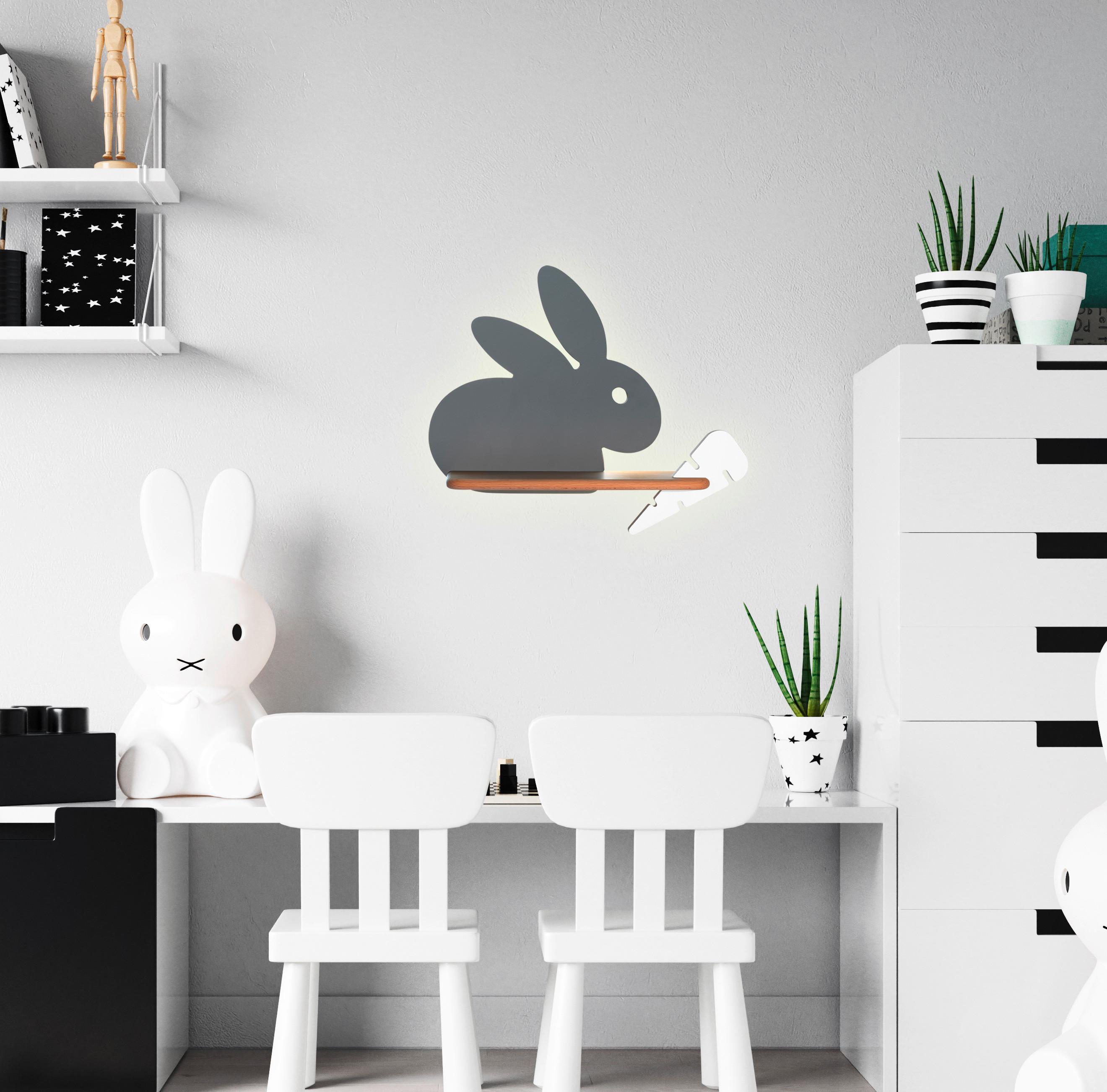 Kinderwandleuchte 21-84743 Rabit - Weiß/Grau, Basics, Holz/Holzwerkstoff (37/12/31cm)