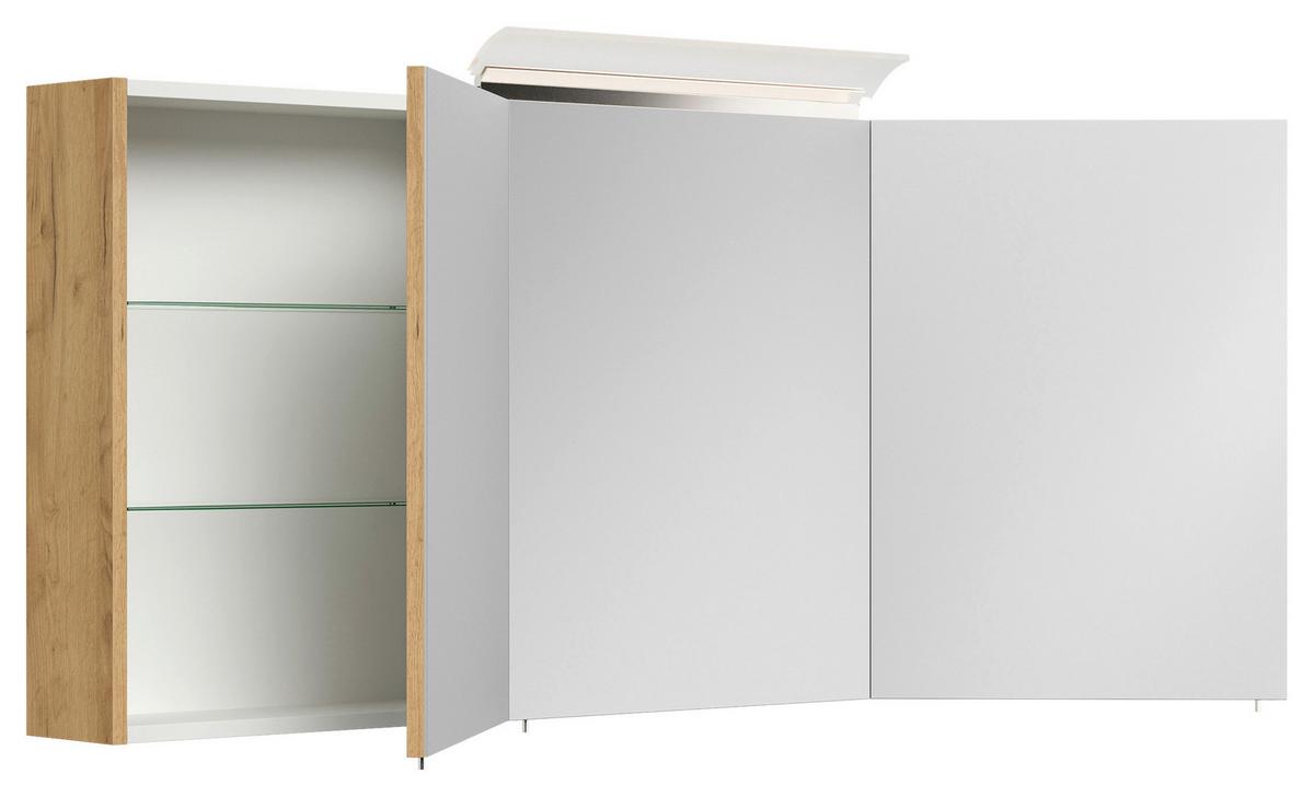 Spiegelschrank Eiche Dekor B: 140 cm - Eichefarben, MODERN, Glas/Holzwerkstoff (140/62/17cm) - MID.YOU