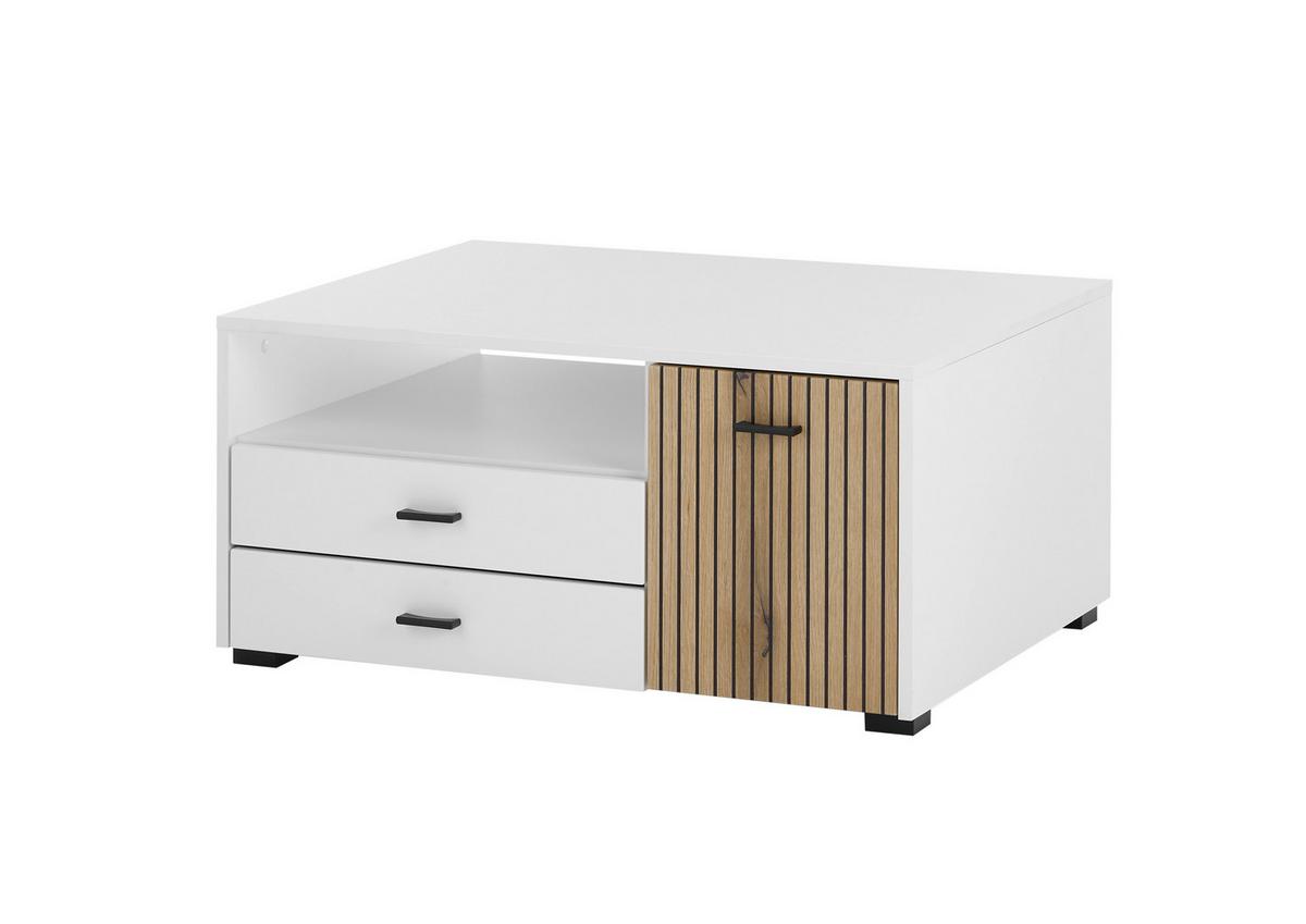 Couchtisch Hudson Weiß/Eichefarben B: 90 cm - Eichefarben/Weiß, Design, Holzwerkstoff (90/43/70cm) - MID.YOU