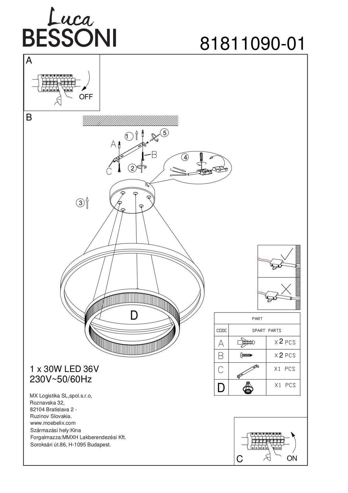 LED-Hängeleuchte, 3000k Cayla - Sandfarben/Transparent, Basics, Kunststoff/Metall (50/150cm) - Luca Bessoni
