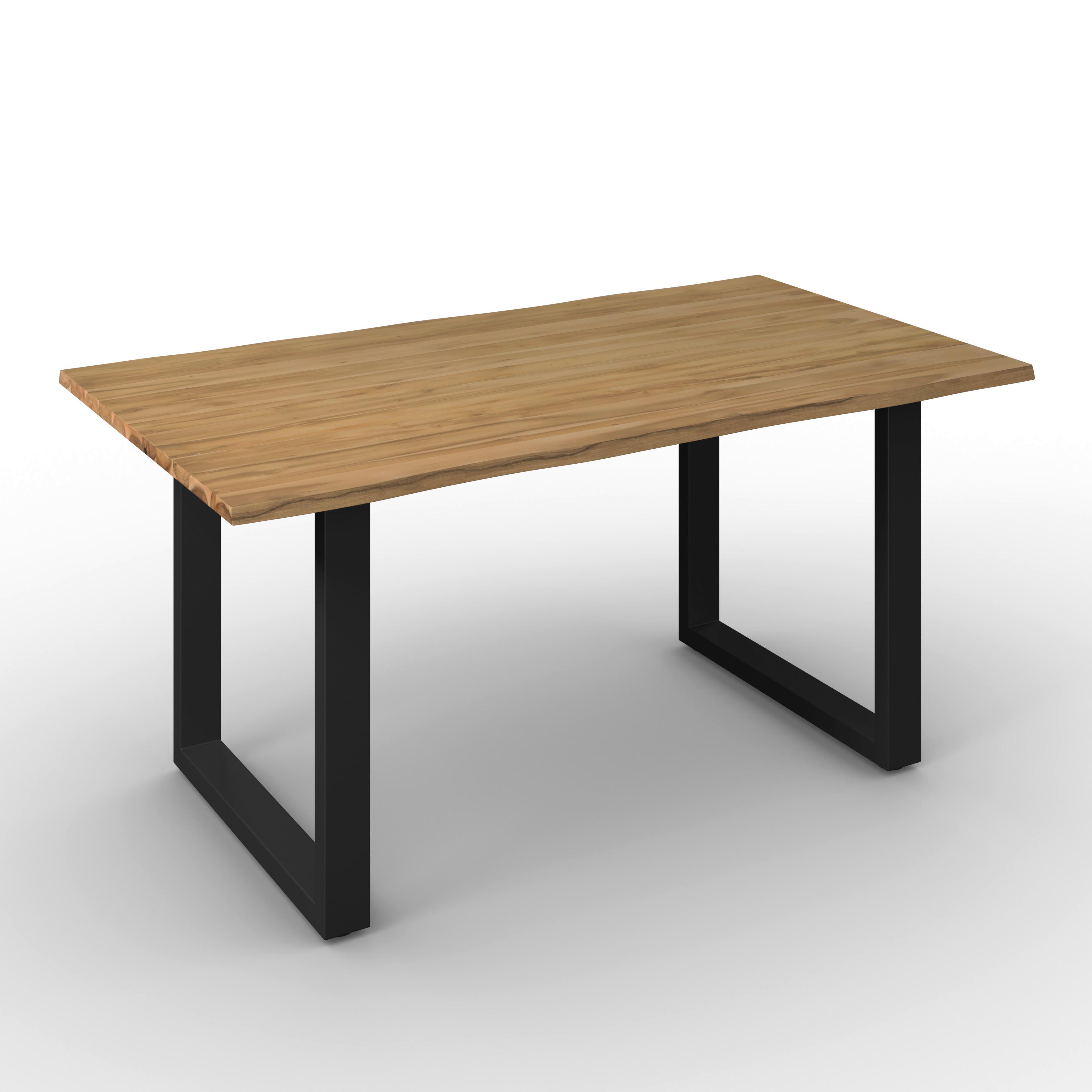Jedálenský stôl Filo, š: 160 cm - čierna/farba akácie, Modern, kov/drevo (160/90/76cm) - Bessagi Home