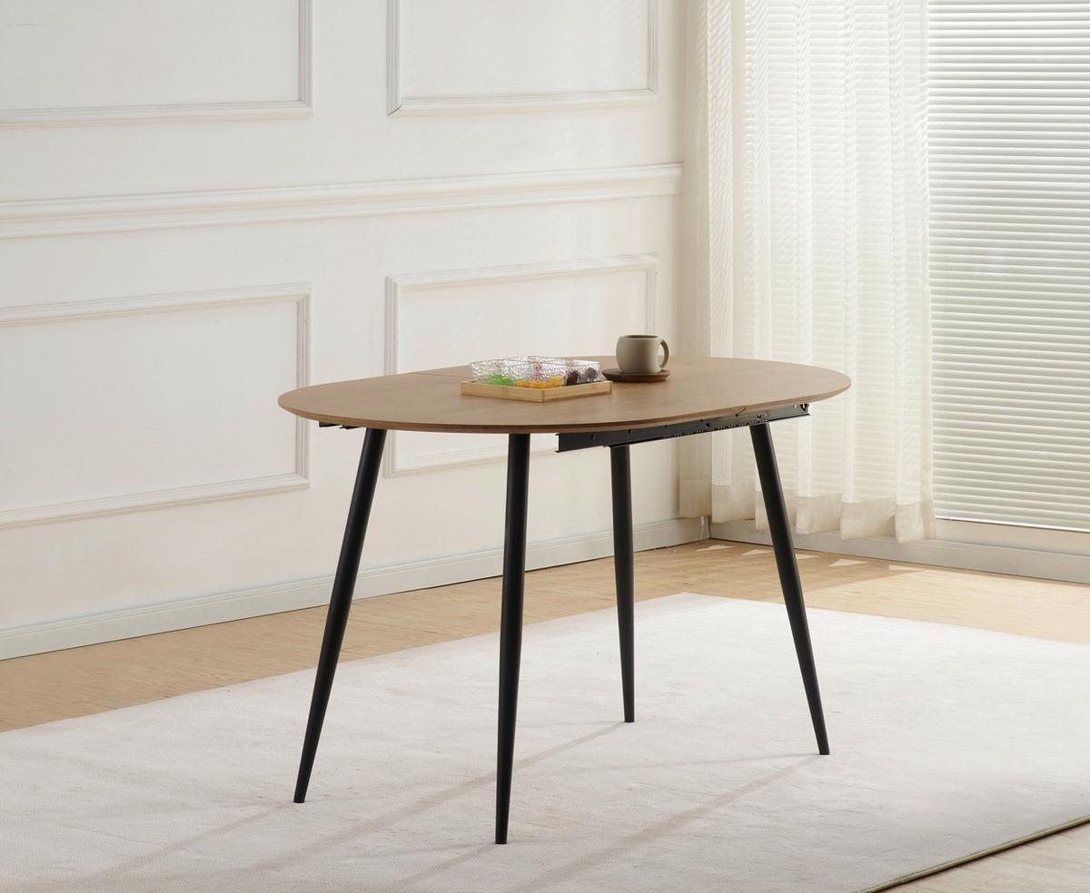 Ausziehtisch Lias 120 Az Mdf Eiche Dekor, B: 120-160 Cm - Eichefarben/Schwarz, KONVENTIONELL, Holzwerkstoff/Metall (120-160/75/80cm) - MID.YOU