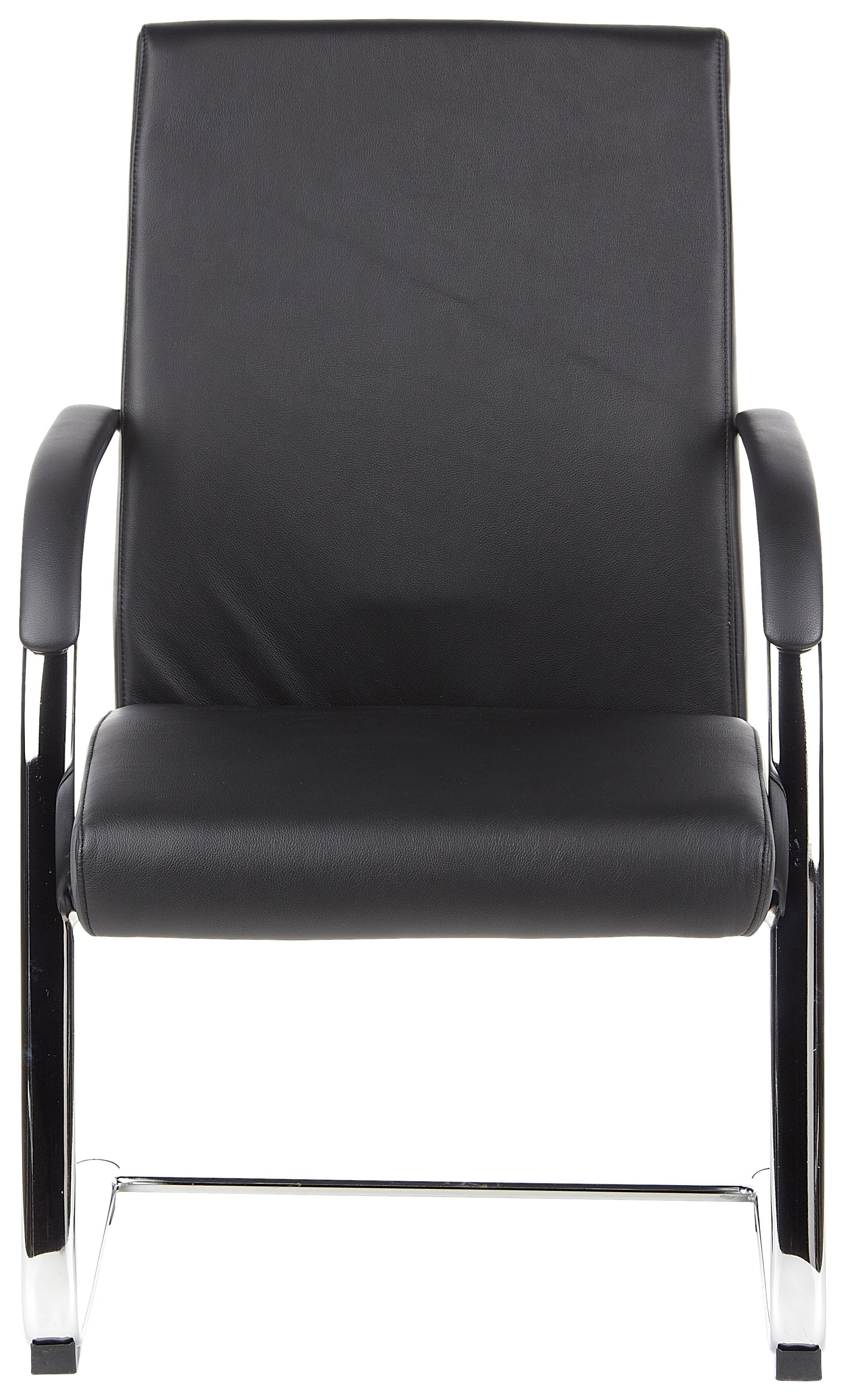 Besucherstuhl Barolo V Schwarz - Schwarz/Alufarben, MODERN, Leder/Textil (60/101/49cm) - MID.YOU
