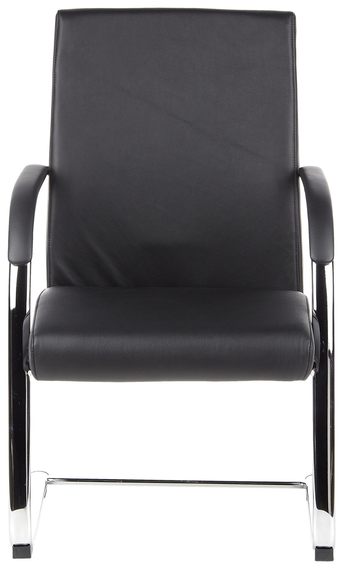 Besucherstuhl Barolo V Schwarz - Schwarz/Alufarben, MODERN, Leder/Textil (60/101/49cm) - MID.YOU