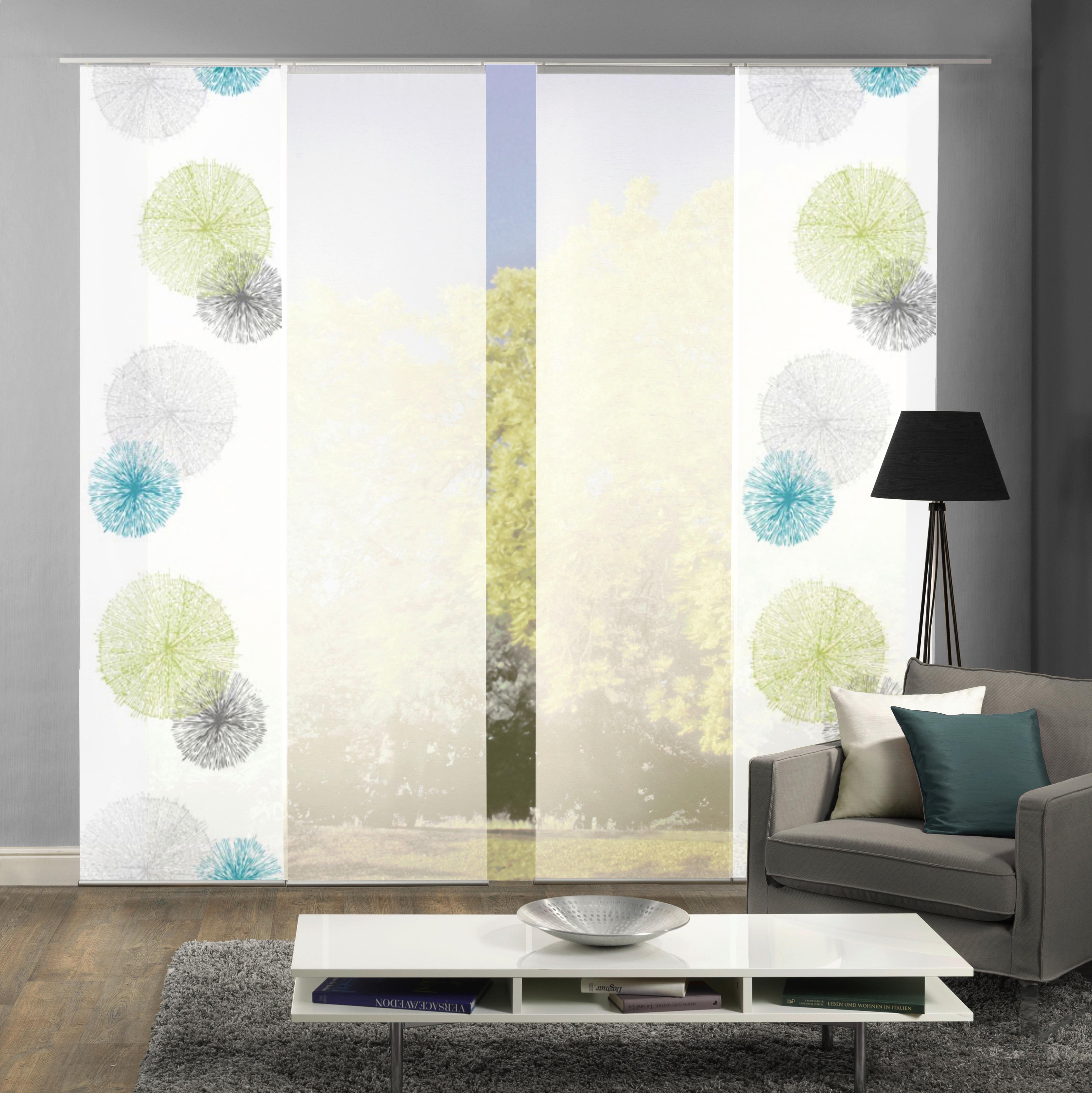 Flächenvorhang 4-Tlg. Rawlins B: 60 cm, Grün/Grau - Grün, Basics, Textil (60/245cm)