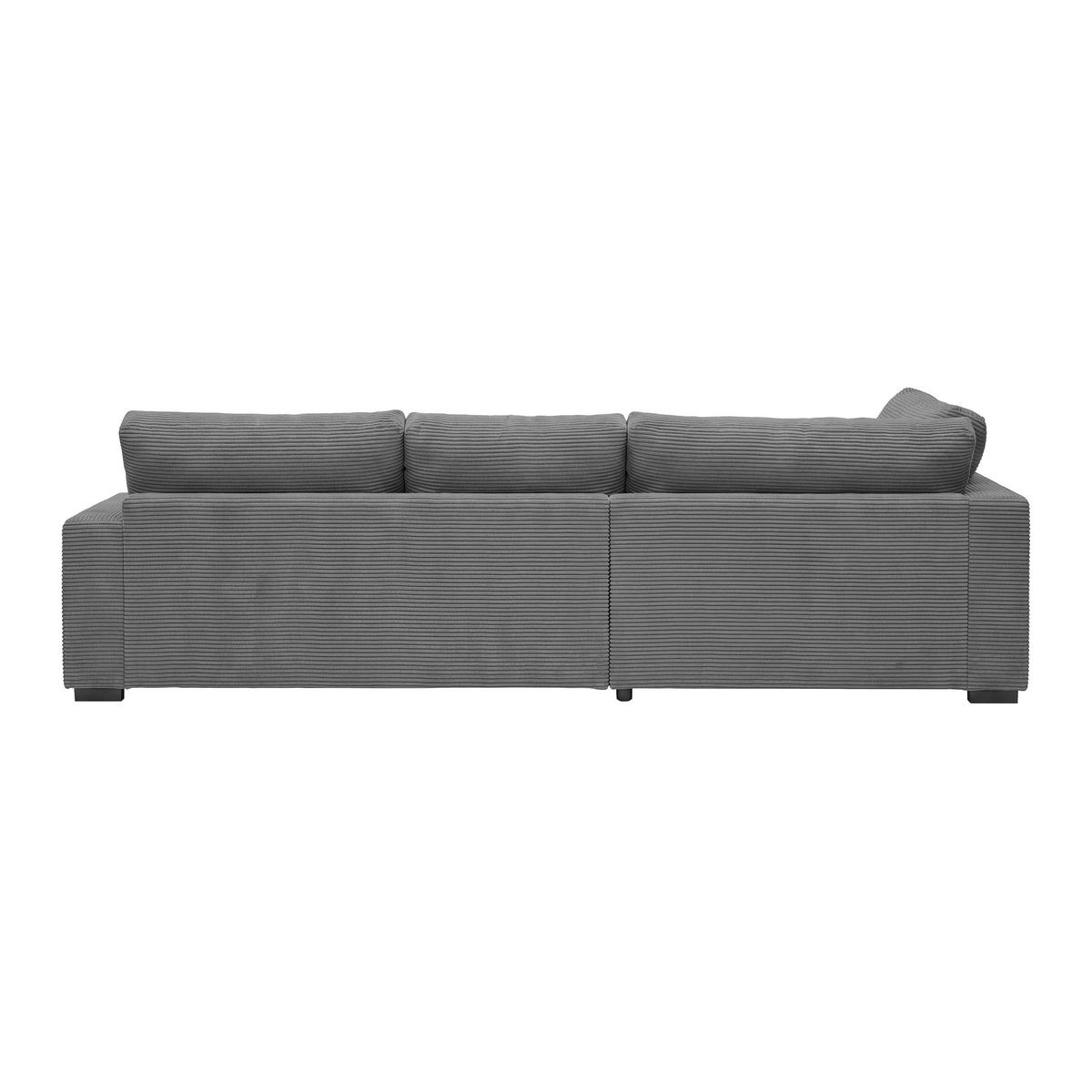 Rohová sedačka PEDRO, levá, šedý manšestr - šedá/černá, Moderní, textil/plast (190/300cm) - Mömax