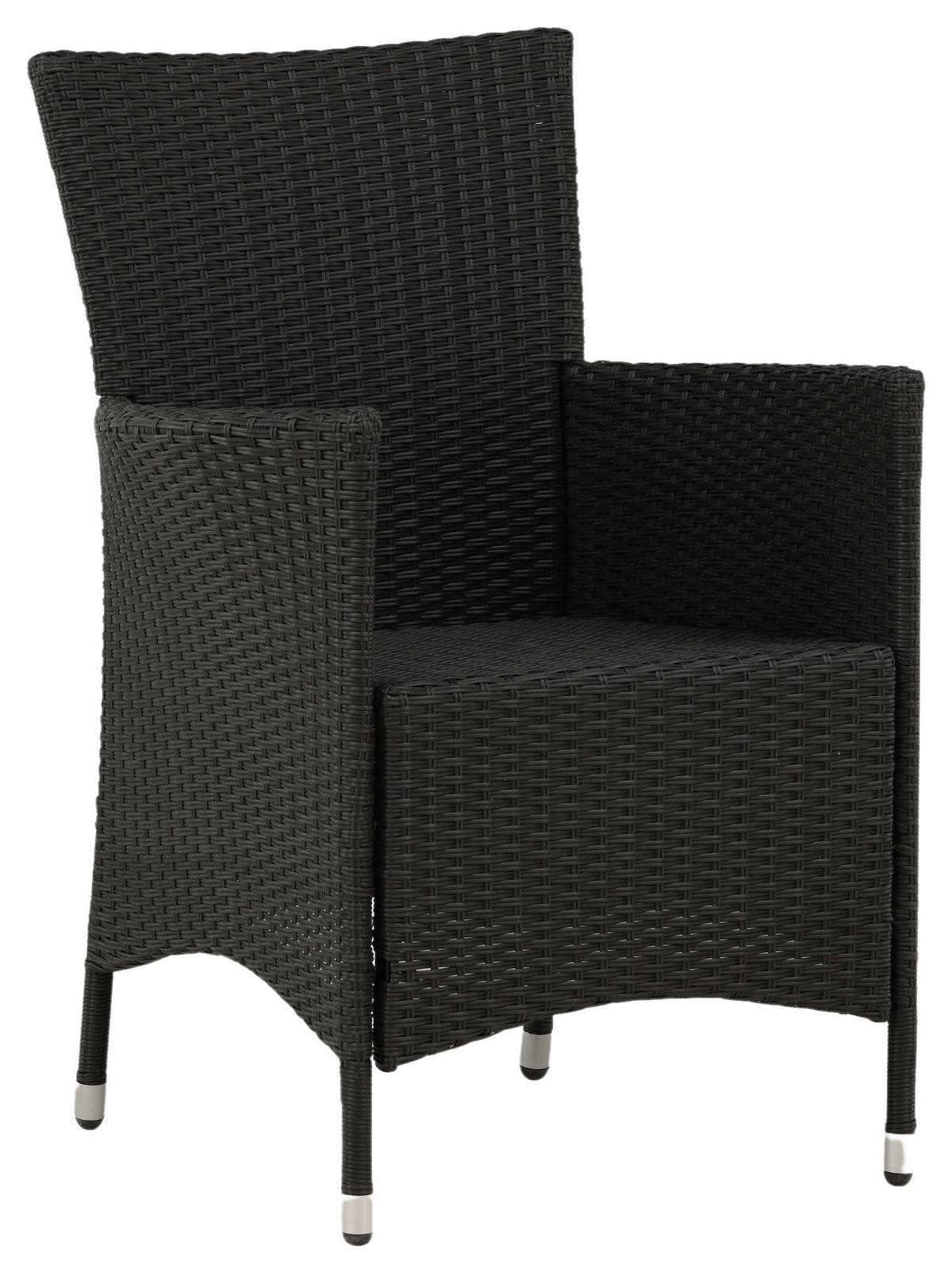 Gartensessel Stapelbar Knick 2er-Set Kunststoff/metall - Silberfarben/Schwarz, KONVENTIONELL, Kunststoff/Metall (60/88/60cm) - Gardenson