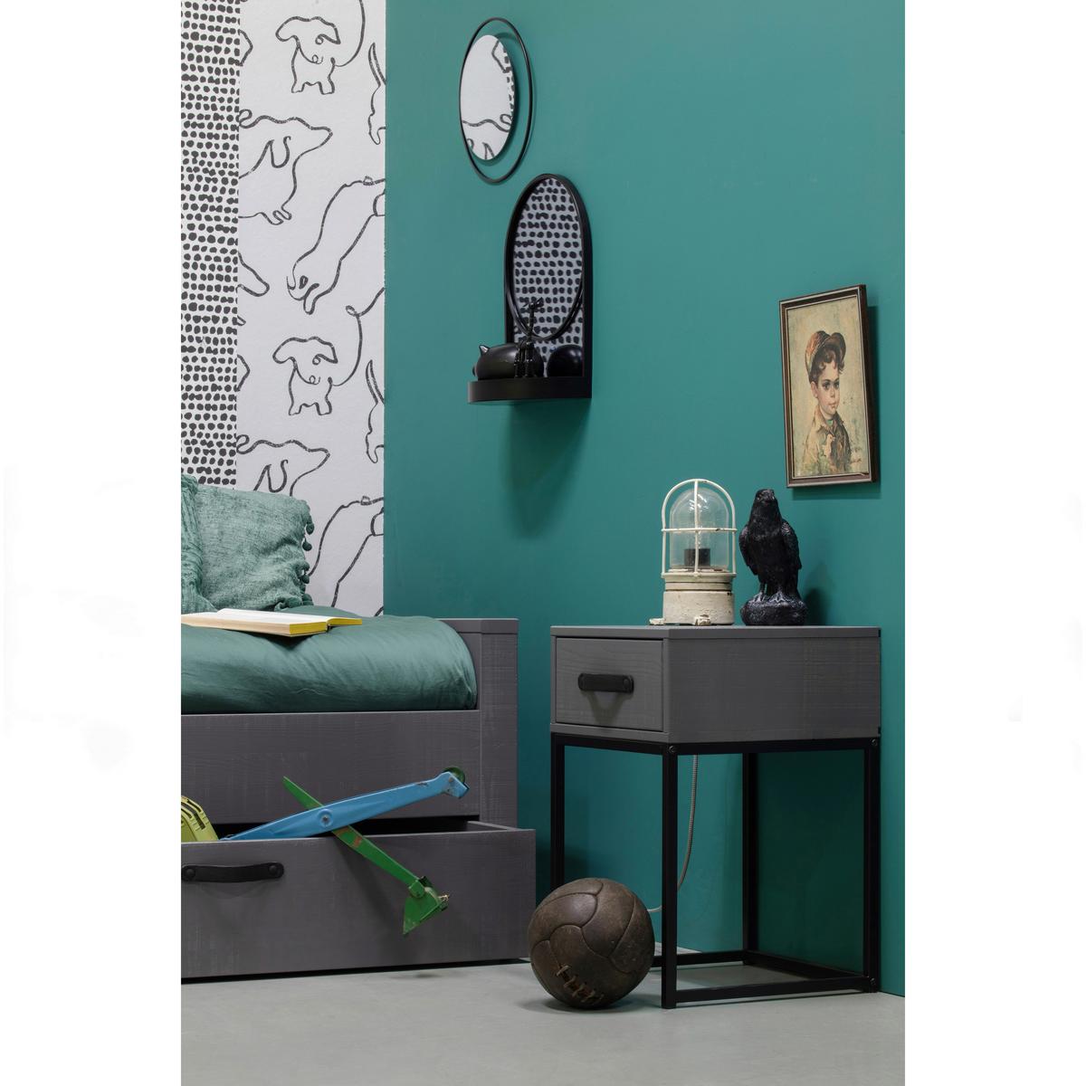 Nachttisch Morris, Grau/schwarz B: 35 Cm - Schwarz/Grau, Design, Holz/Metall (35/35/52cm) - Livetastic