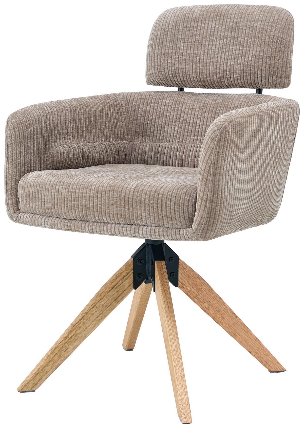 Armlehnstuhl Mattis Cord beige, B: 60 cm - Beige/Naturfarben, KONVENTIONELL, Holz/Textil (60/90/69cm) - Livetastic