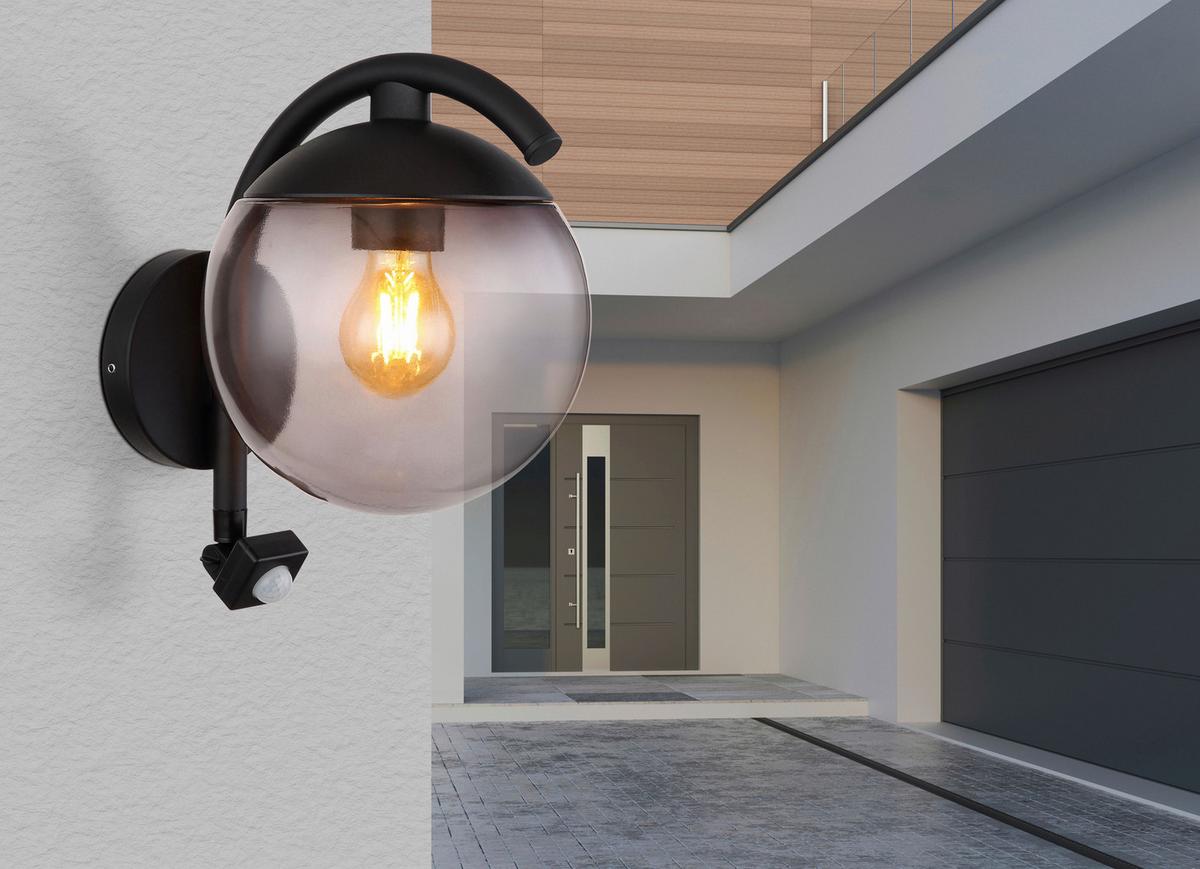 Außenwandleuchte 31811s - Schwarz, Basics, Glas/Metall (20/26/30cm) - Globo