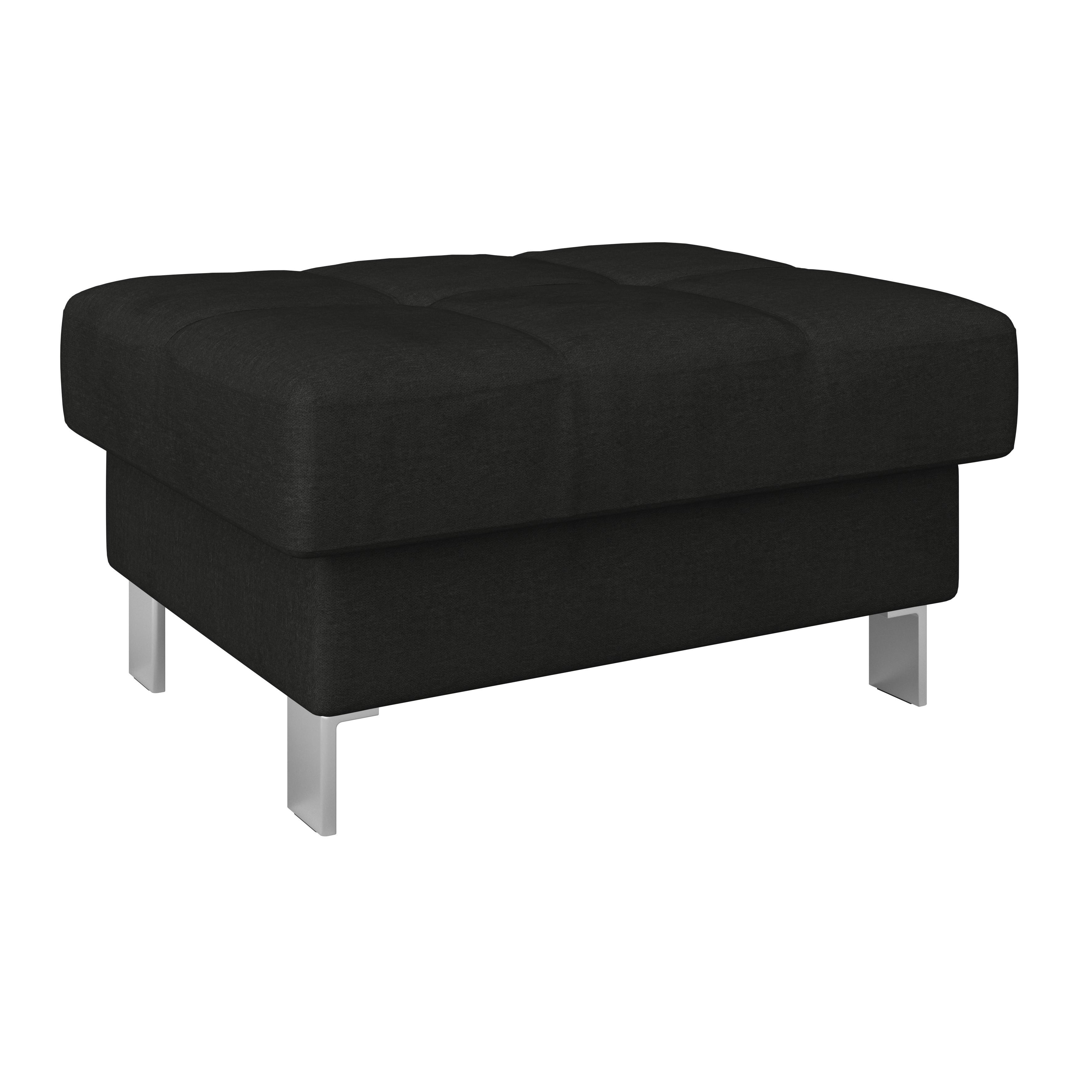 Polsterhocker Savona Webstoff Schwarz H: 44 Cm - Schwarz, MODERN, Textil (90/44/73cm) - Ondega