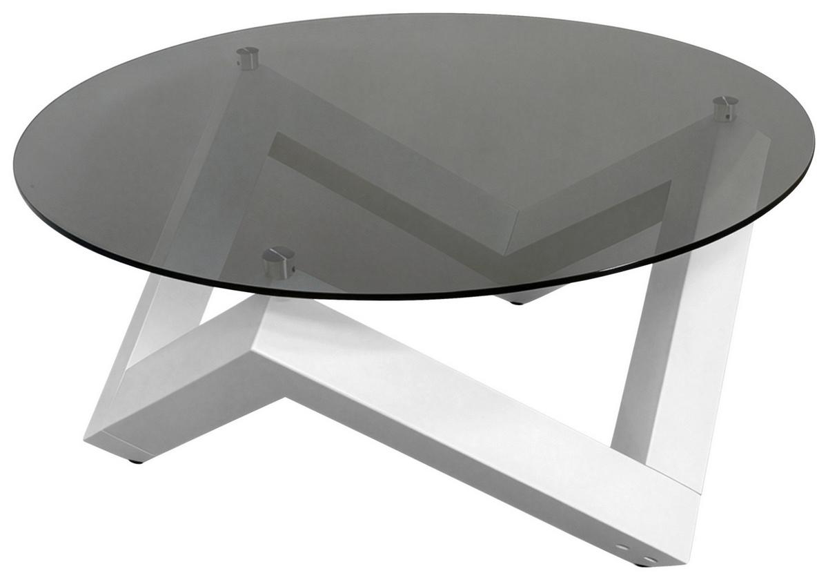 Couchtisch Cobobito rund Glasplatte weiß, B: 95cm - Weiß/Grau, MODERN, Glas/Holzwerkstoff (95/41/95cm)