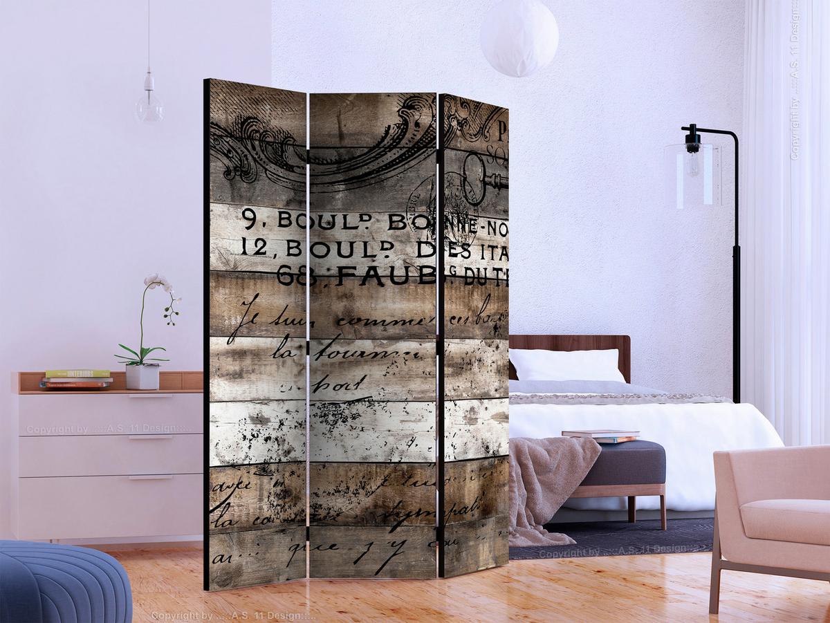 Paravent Weiß Hellbraun B: 135 cm - Hellbraun/Weiß, Basics, Holz/Kunststoff (135/172/3cm) - artgeist