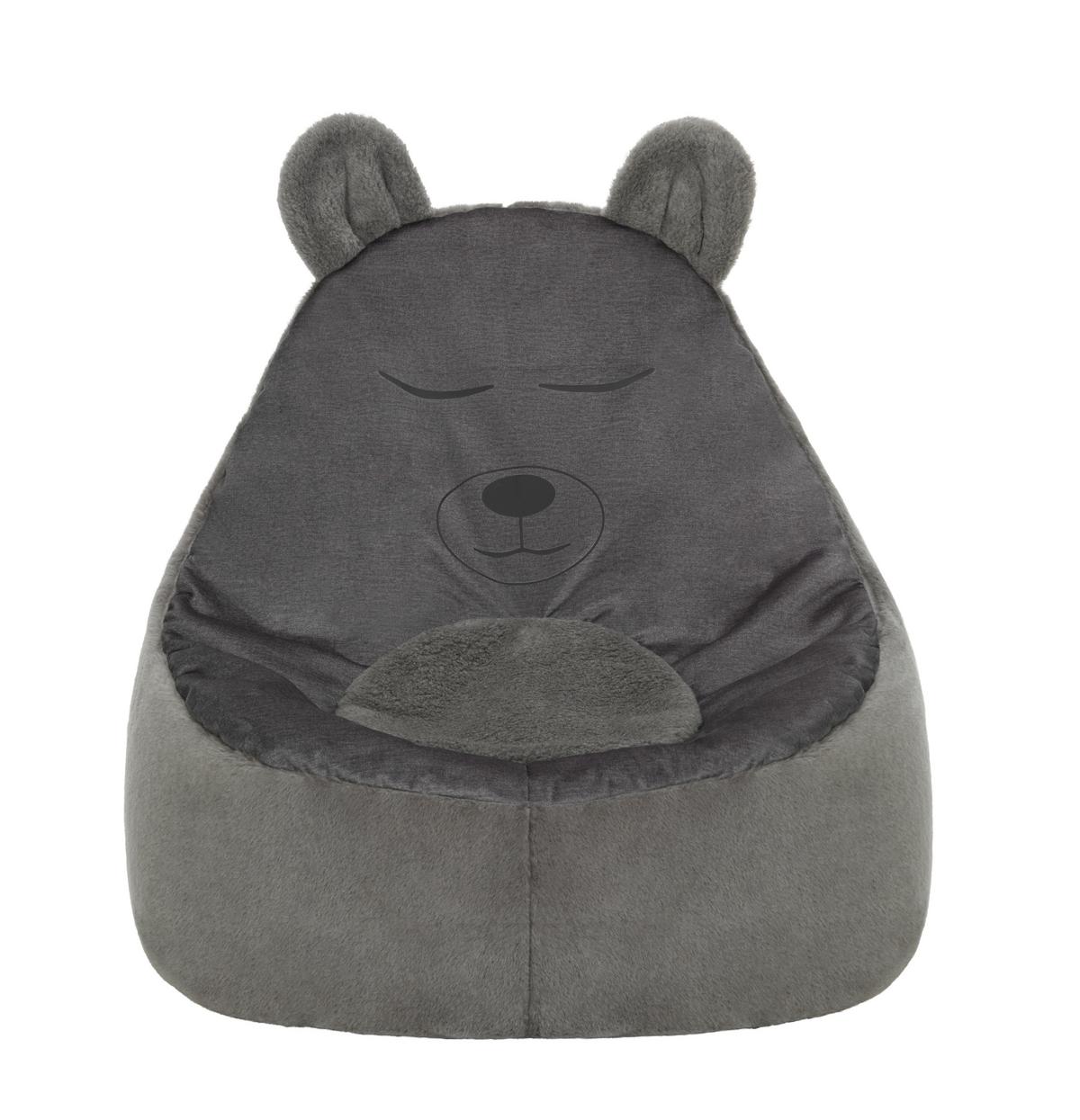 Detský sedací vak BEAR - antracitová, textil (65/80/65cm) - Modern Living