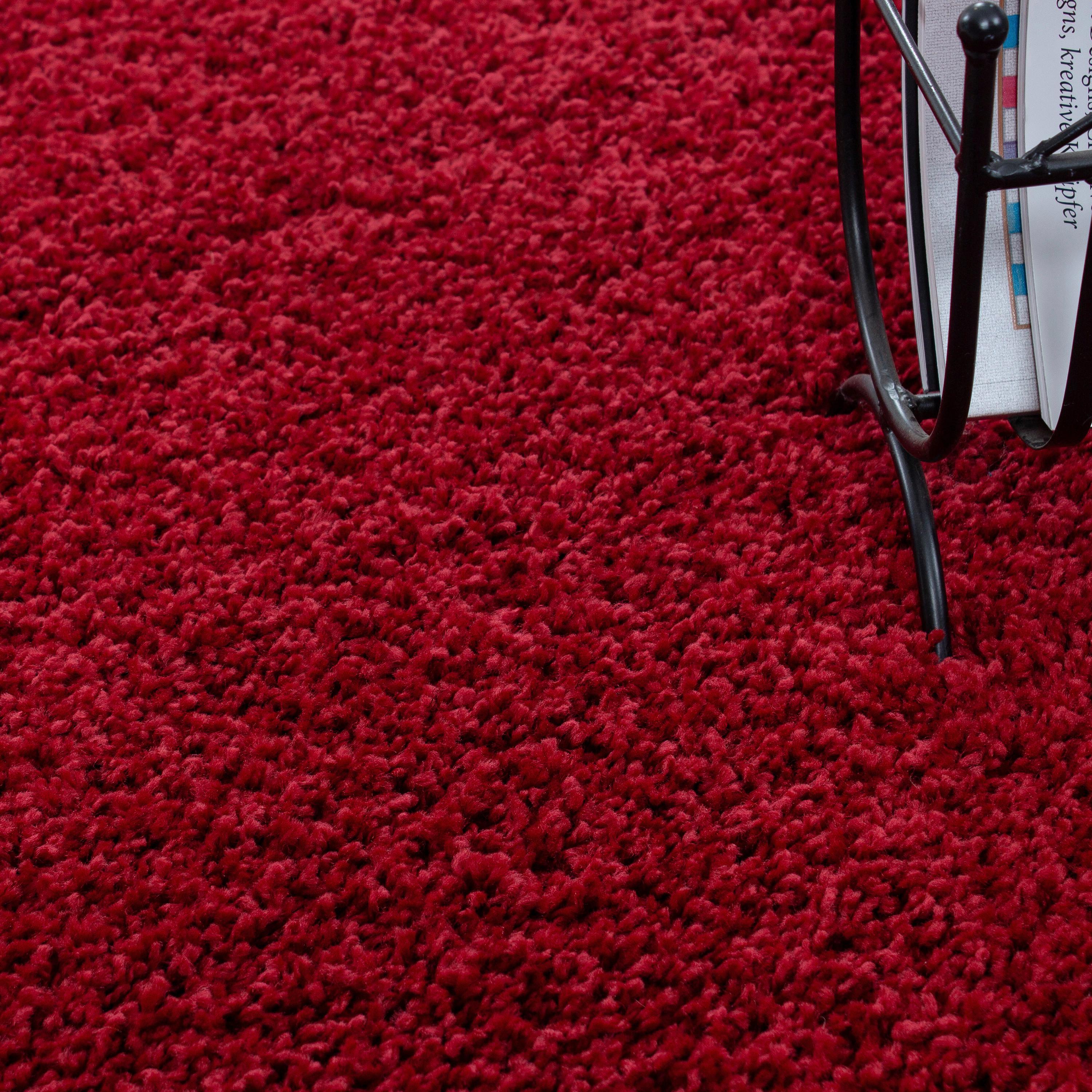 Hochflor Teppich Rot Life Rund Ø 160 cm - Rot, KONVENTIONELL, Textil (160cm) - Novel