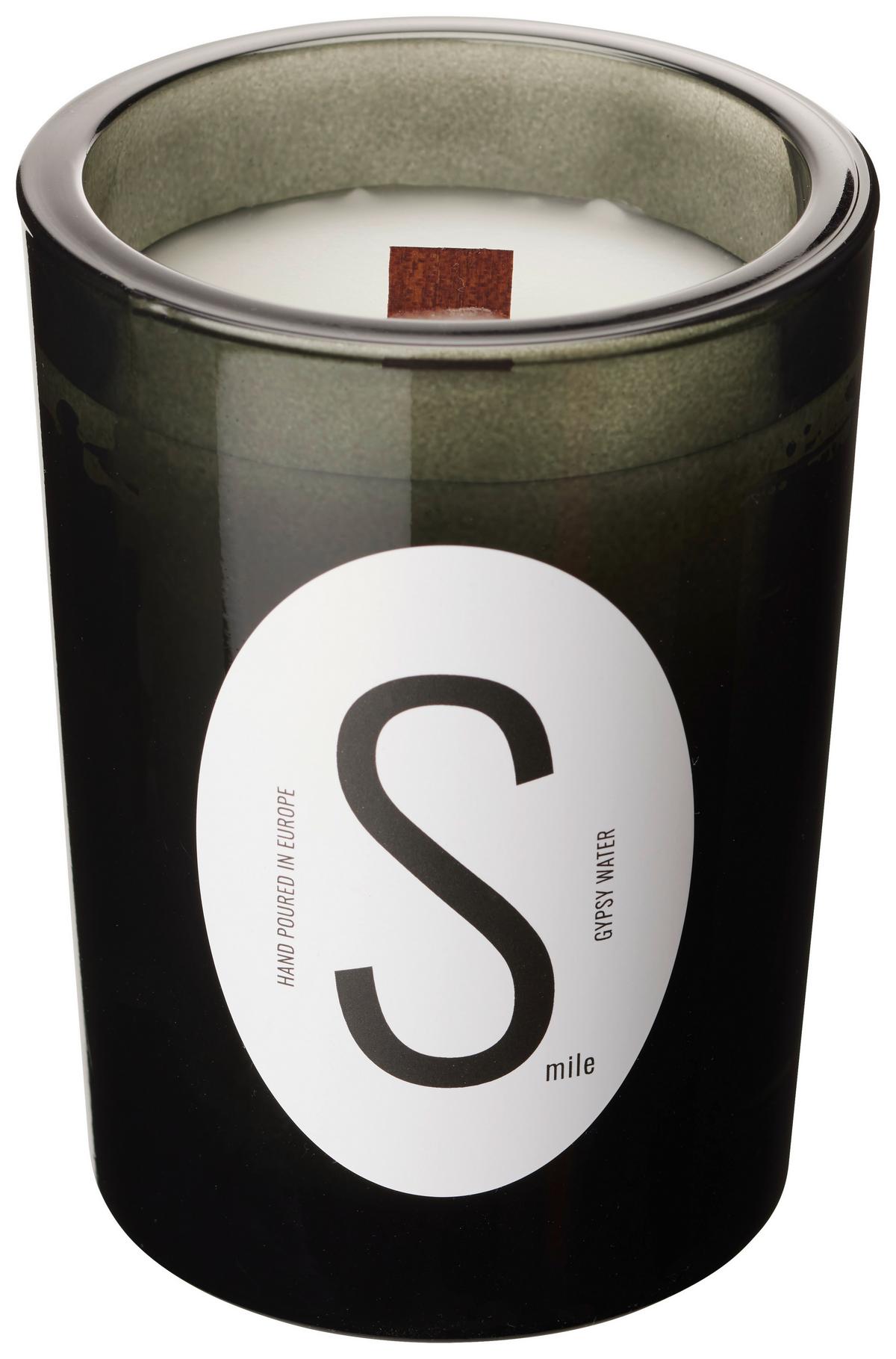 Svíčka ve skle Letter, Ø/V: 9/12 cm - šedá/bílá, parafín/sklo (9/12cm) - Modern Living