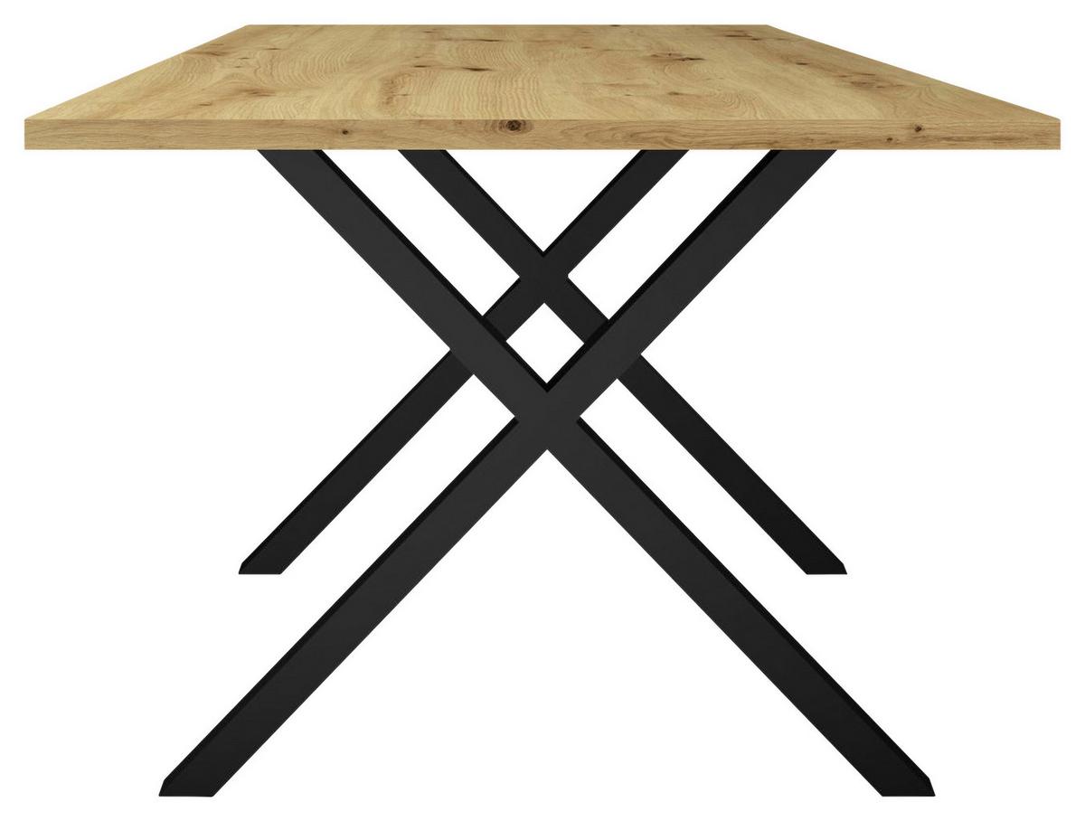 Esstisch Alex Schwarz, Eichefarben - Eichefarben/Schwarz, MODERN, Holzwerkstoff/Metall (160/90/78cm) - Livetastic