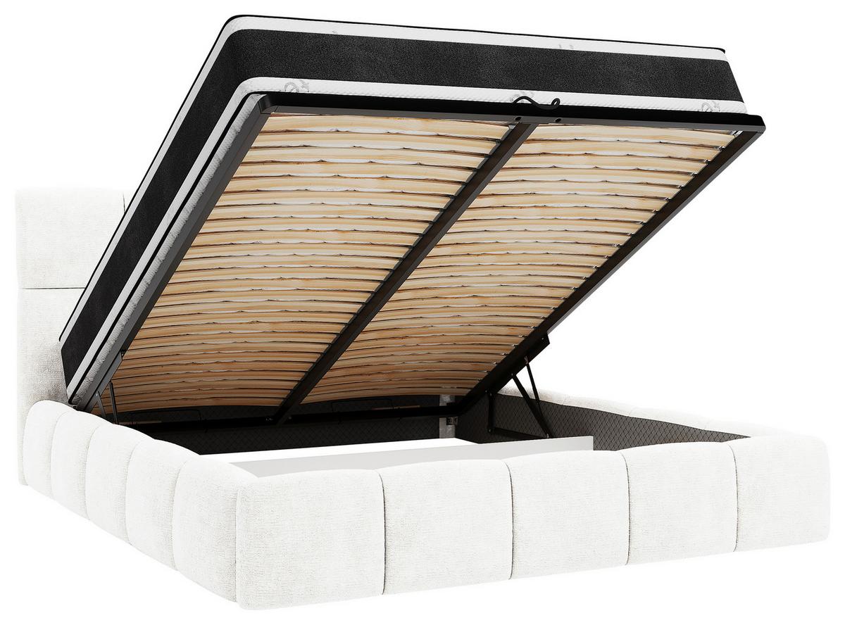 Polsterbett Cherry Chenille Naturfarben, Lf: 140x200 cm - Schwarz/Naturfarben, MODERN, Holz/Holzwerkstoff (140/200cm) - MID.YOU