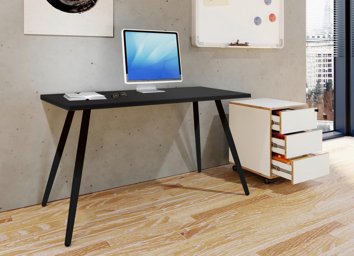 Schreibtisch Salia anthrazit/Schwarz, L: 110cm - Anthrazit/Schwarz, MODERN, Holzwerkstoff/Metall (110/80/70cm) - MID.YOU