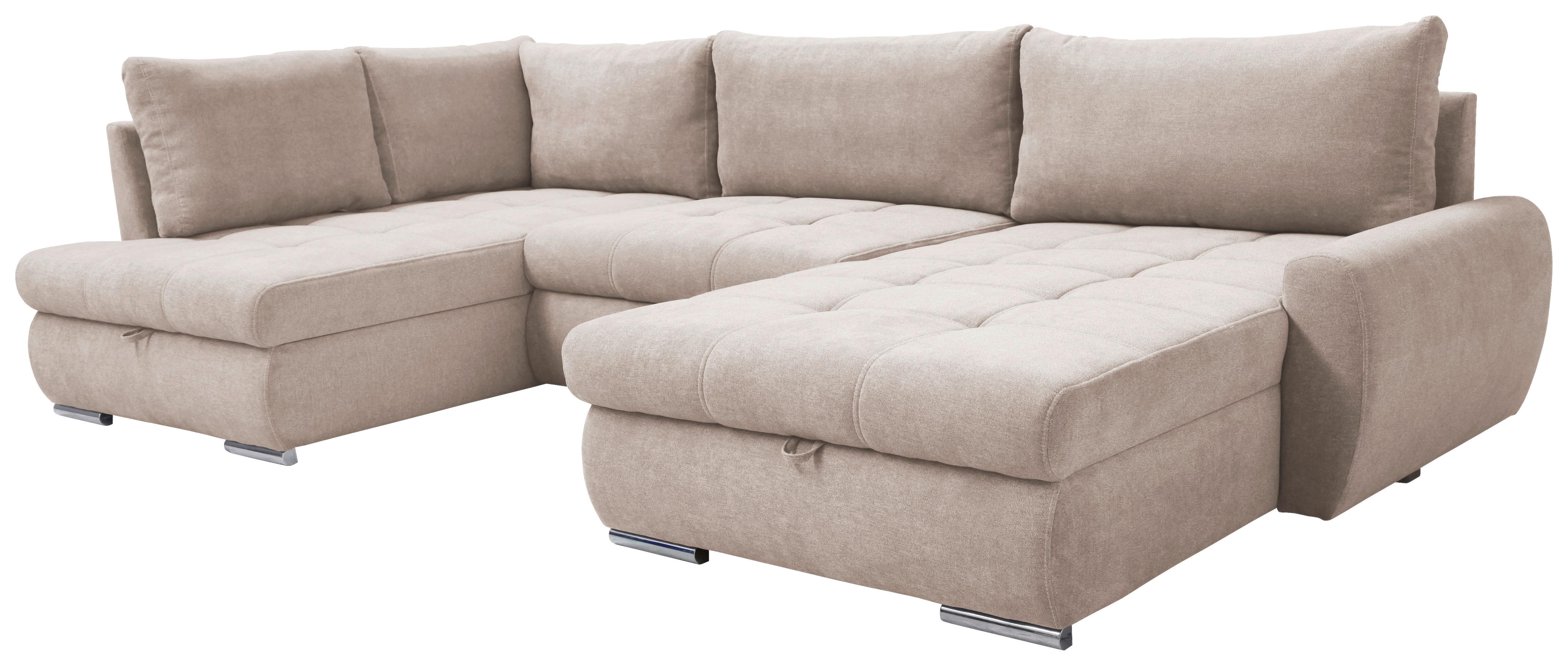 Ecksofa Canion - Chromfarben/Beige, Design, Textil (173/322/174cm) - Livetastic