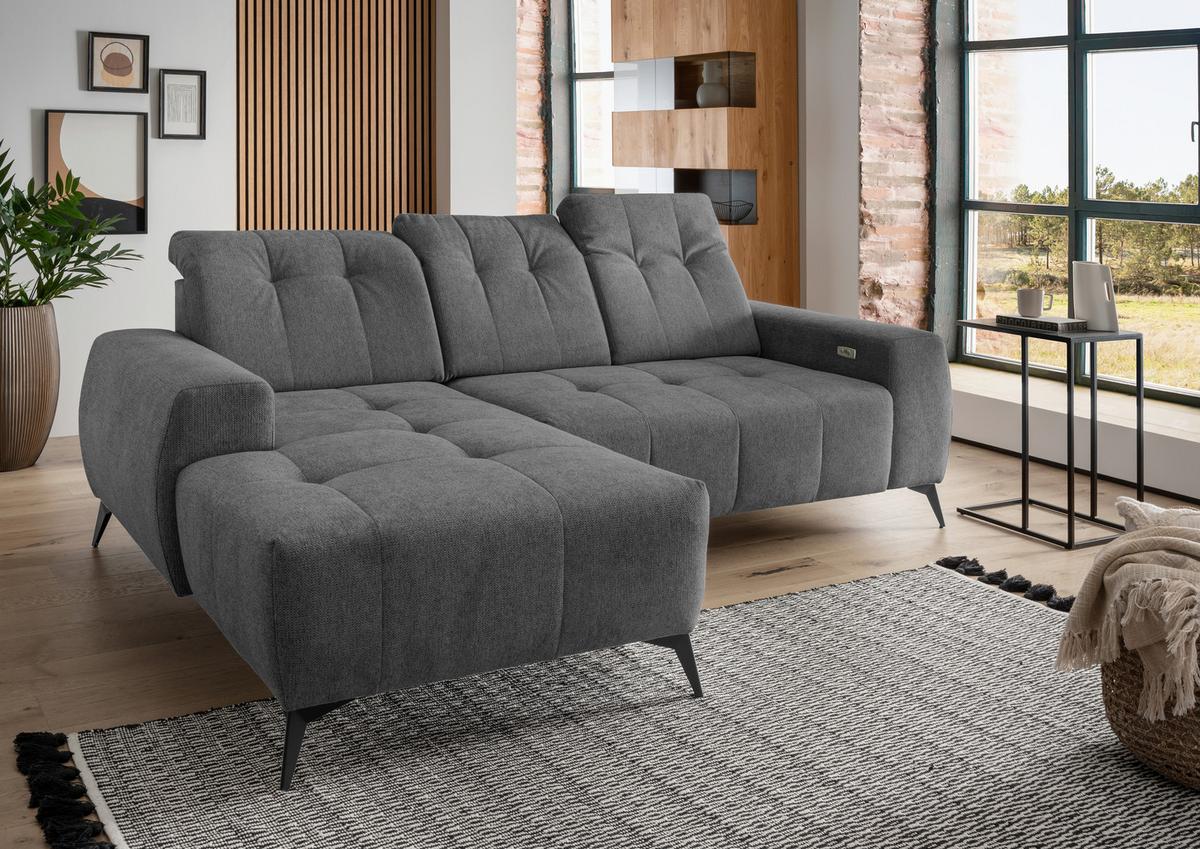 Ecksofa Mit Usb Anschluss Sano, Anthrazit, S: 180x258 Cm - Anthrazit/Schwarz, MODERN, Textil (180/258cm) - Livetastic