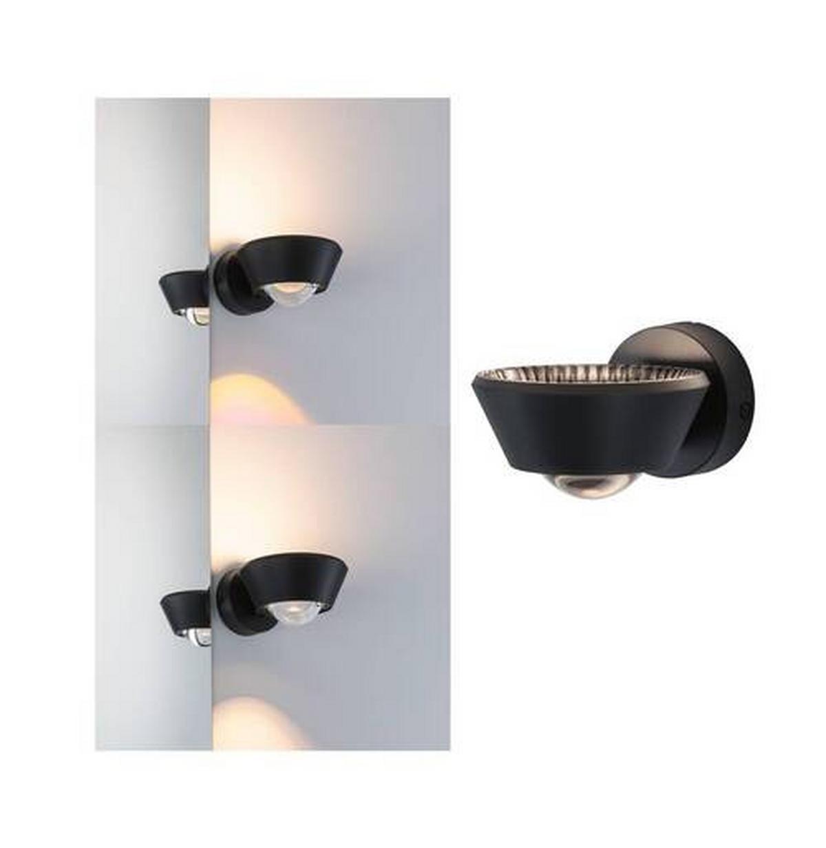 Led-wandleuchte Ip44 1-Flammig, Schwarz, Schwenkbar - Schwarz, Basics, Kunststoff (11,7/8cm) - Paulmann