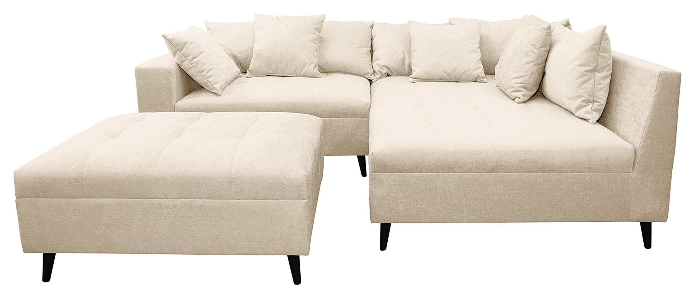 Ecksofa Pruno, Beige S: 247x174 Cm - Beige/Schwarz, Design, Textil (247/174cm) - MID.YOU