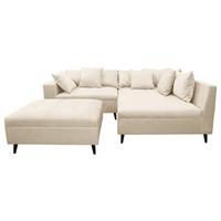 Ecksofa Pruno, Beige S: 247x174 Cm - Beige/Schwarz, Design, Textil (247/174cm) - MID.YOU