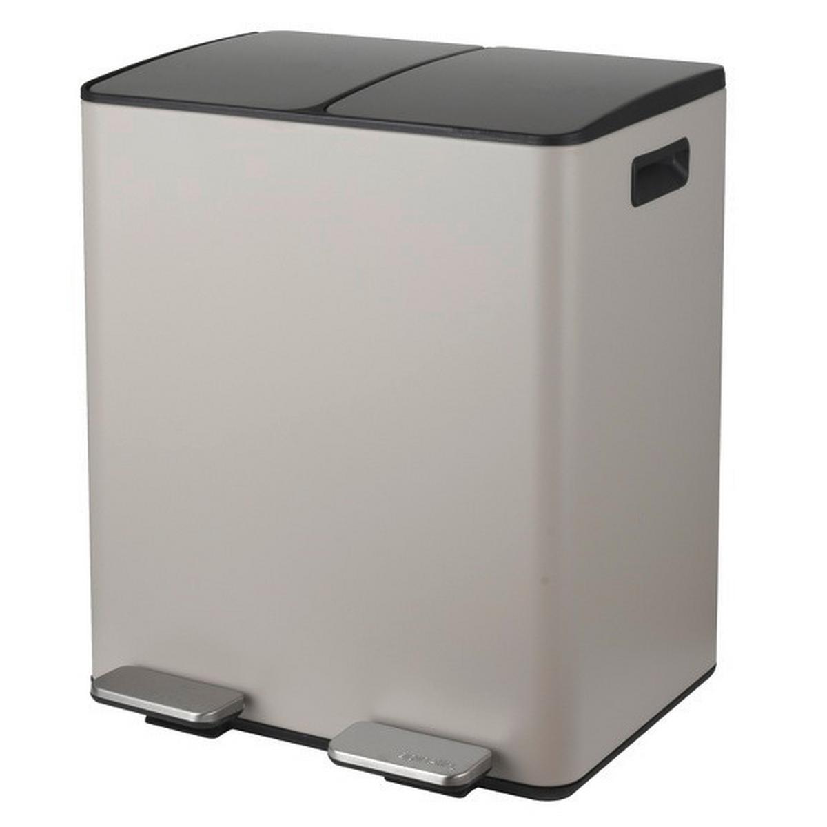 Treteimer Aliya 40l Taupe Metall Lbh: 45x30x51 - Taupe/Schwarz, Basics, Kunststoff/Metall (45/30/51cm) - Spirella