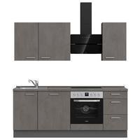 Kuchynská linka 210 cm, bridl.šedý betón/bridl.šedá - farba ušľachtilej ocele/bridlicová, Modern, kov/kompozitné drevo (210cm) - Nobilia