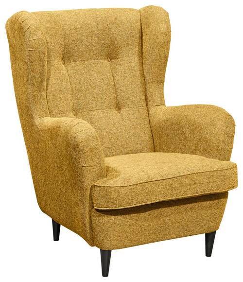 Ohrensessel Oskar Webstoff Safran - Gelb/Schwarz, Basics, Holzwerkstoff/Textil (78/102/98cm) - MID.YOU