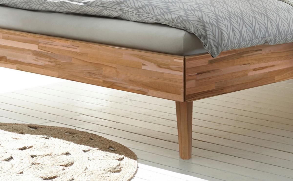 Bett Pesaro Mit Gepolstertem Kopfteil 160x200 - Buchefarben/Weiß, Design, Holz/Textil (160/200cm) - Hasena