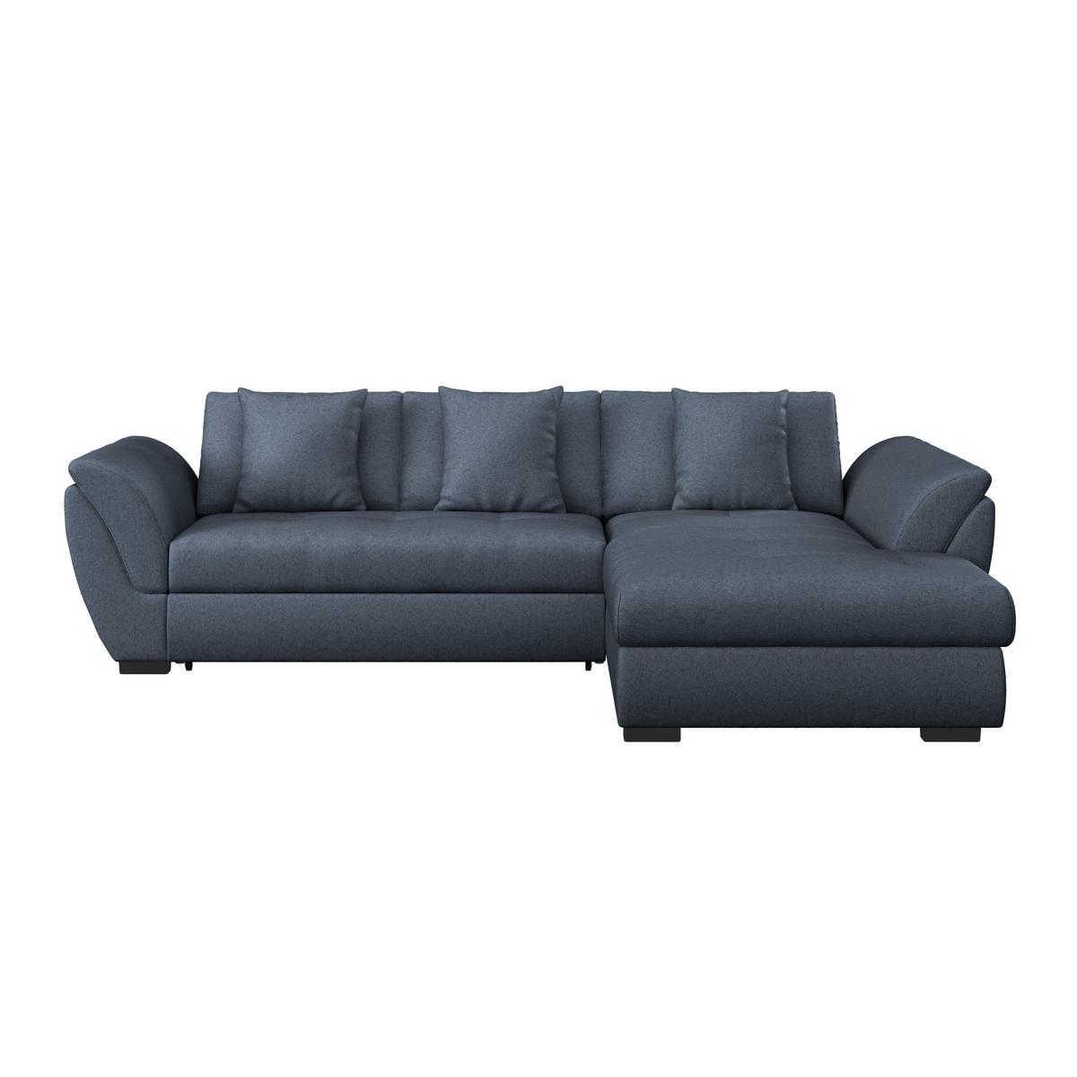 Ecksofa Berisso - Schwarz/Dunkelblau, Design, Textil (278/187cm) - Ondega