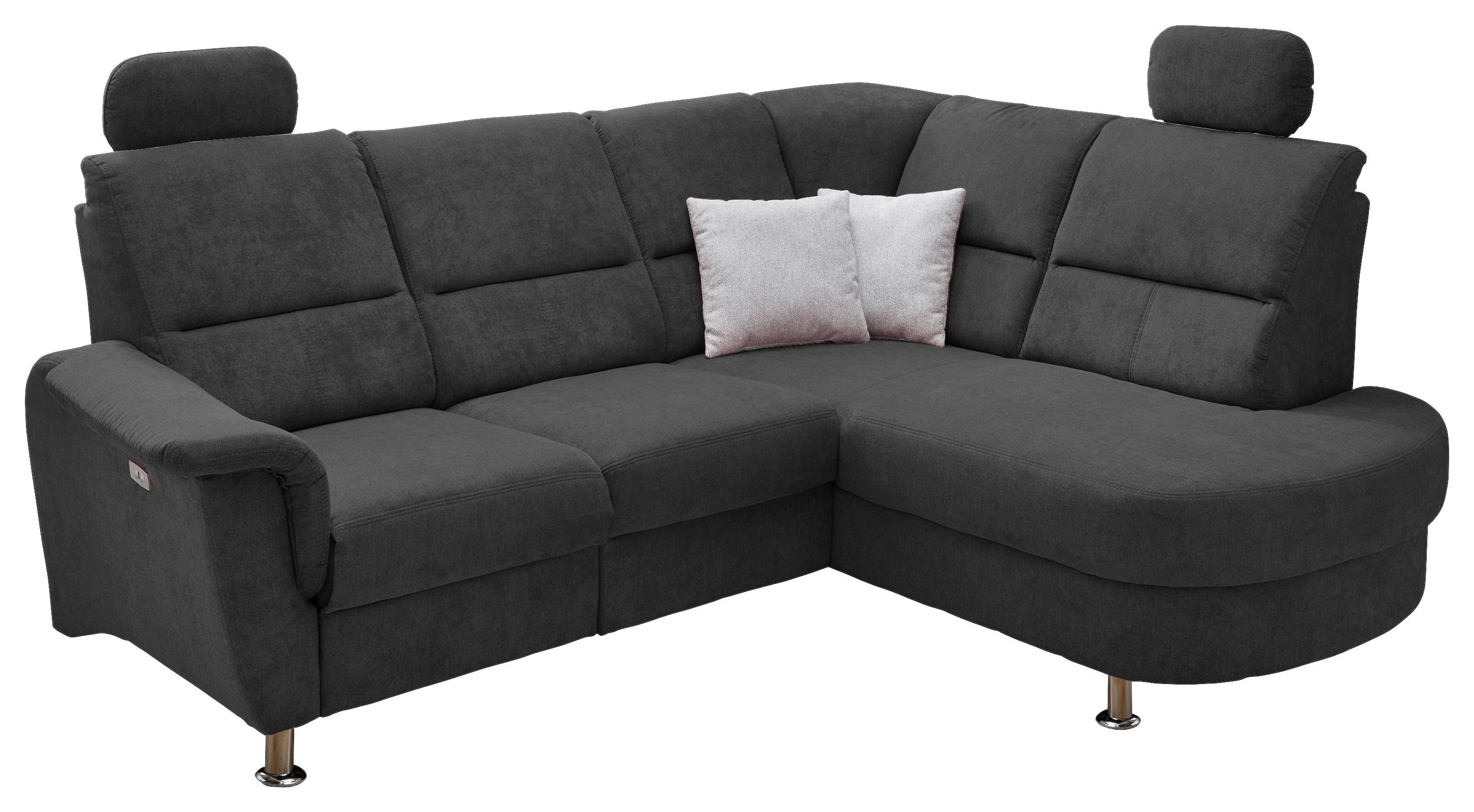 Ecksofa Parole Schwarz S: 231/184 cm - Chromfarben/Schwarz, KONVENTIONELL, Textil (231/184cm) - Livetastic