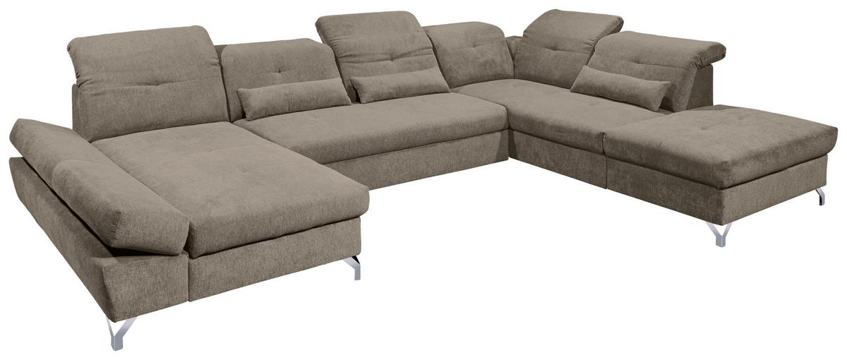 Ecksofa Melfi Graubraun U: 168 cm - Graubraun/Silberfarben, MODERN, Textil (168/350/245cm) - MID.YOU