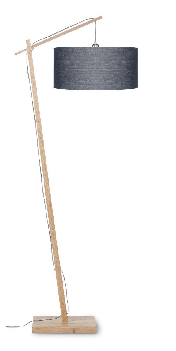 Stehlampe Andes Dunkelgrau/ Naturfarben mit Fußschalter - Dunkelgrau/Naturfarben, Design, Holz/Textil (70/176cm) - Good & Mojo