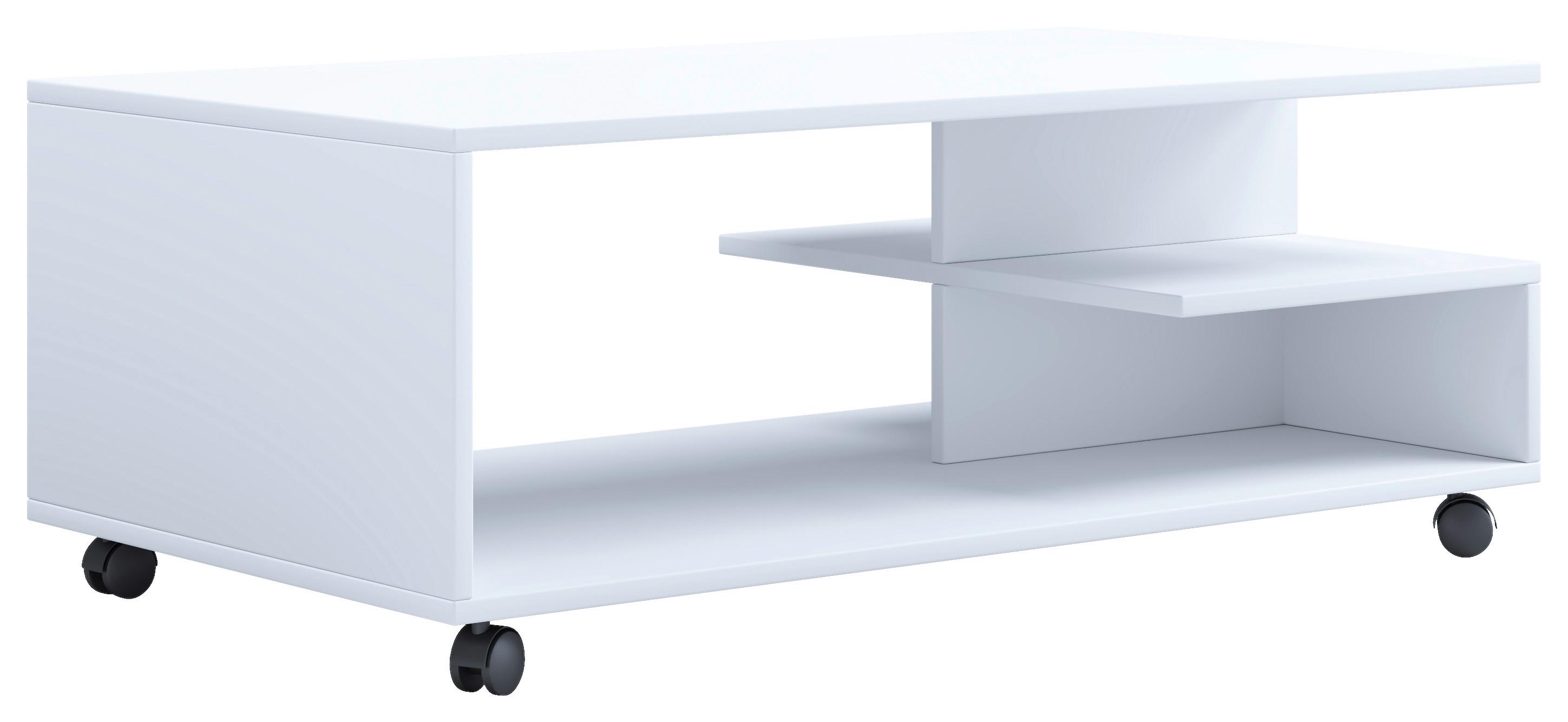Couchtisch Stango Weiß L: 100 cm - Weiß, Design, Holzwerkstoff/Kunststoff (100/50/40cm) - MID.YOU